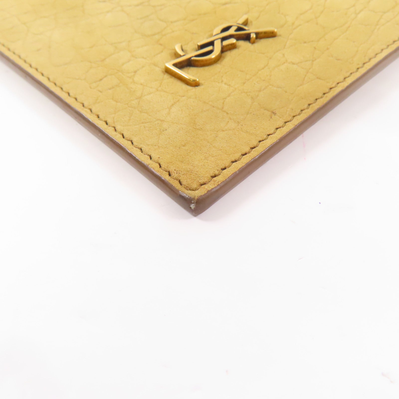 SAINT LAURENT 麂皮皮革Clutch金扣手拿包淺啡色