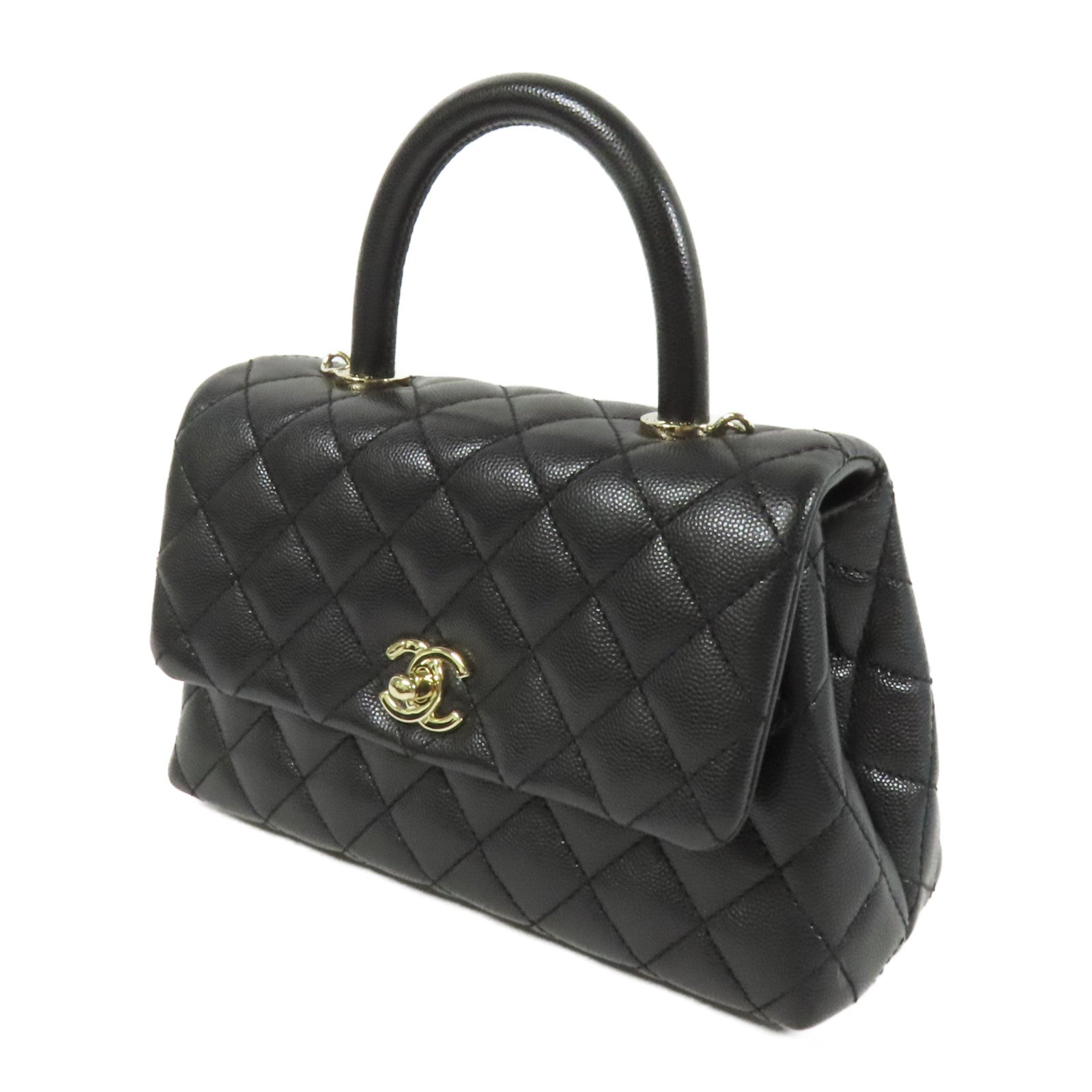 CHANEL 牛皮皮革Coco Handle Small金扣手挽肩背兩用袋