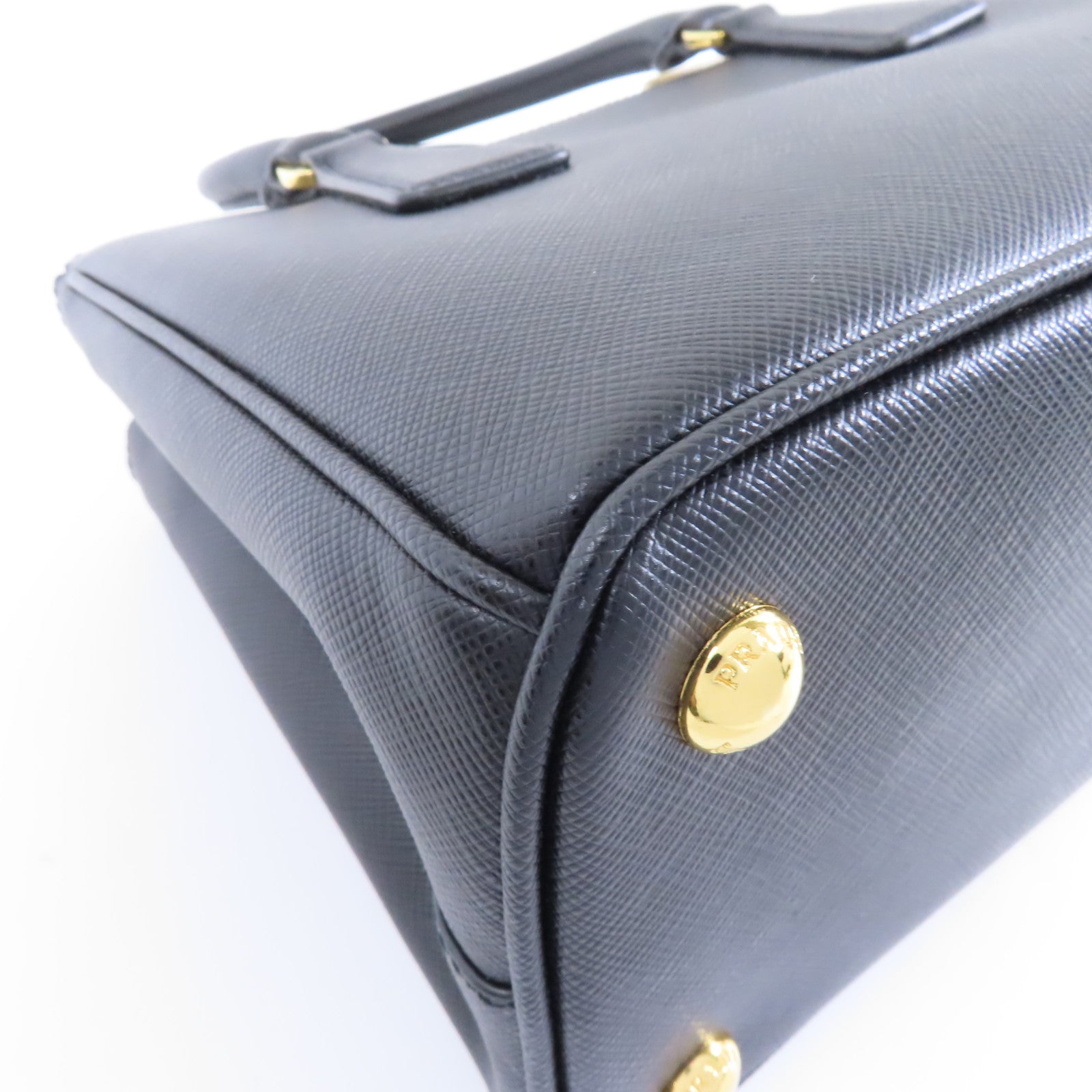 PRADA Saffiano皮革2way Shoulder Bag金扣手挽肩背兩用袋黑色