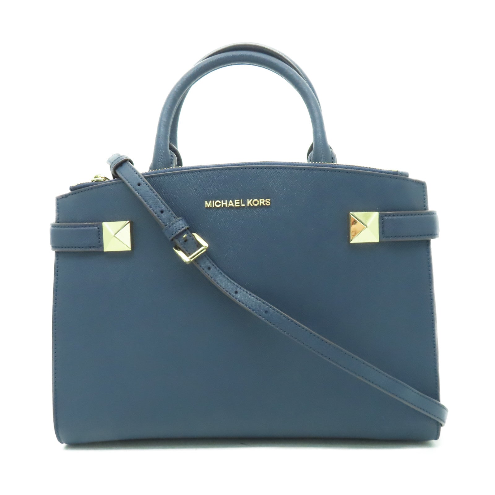 Michael Kors 【激減優惠】牛皮皮革Shoulder Bag金扣手挽肩背兩用袋藍色