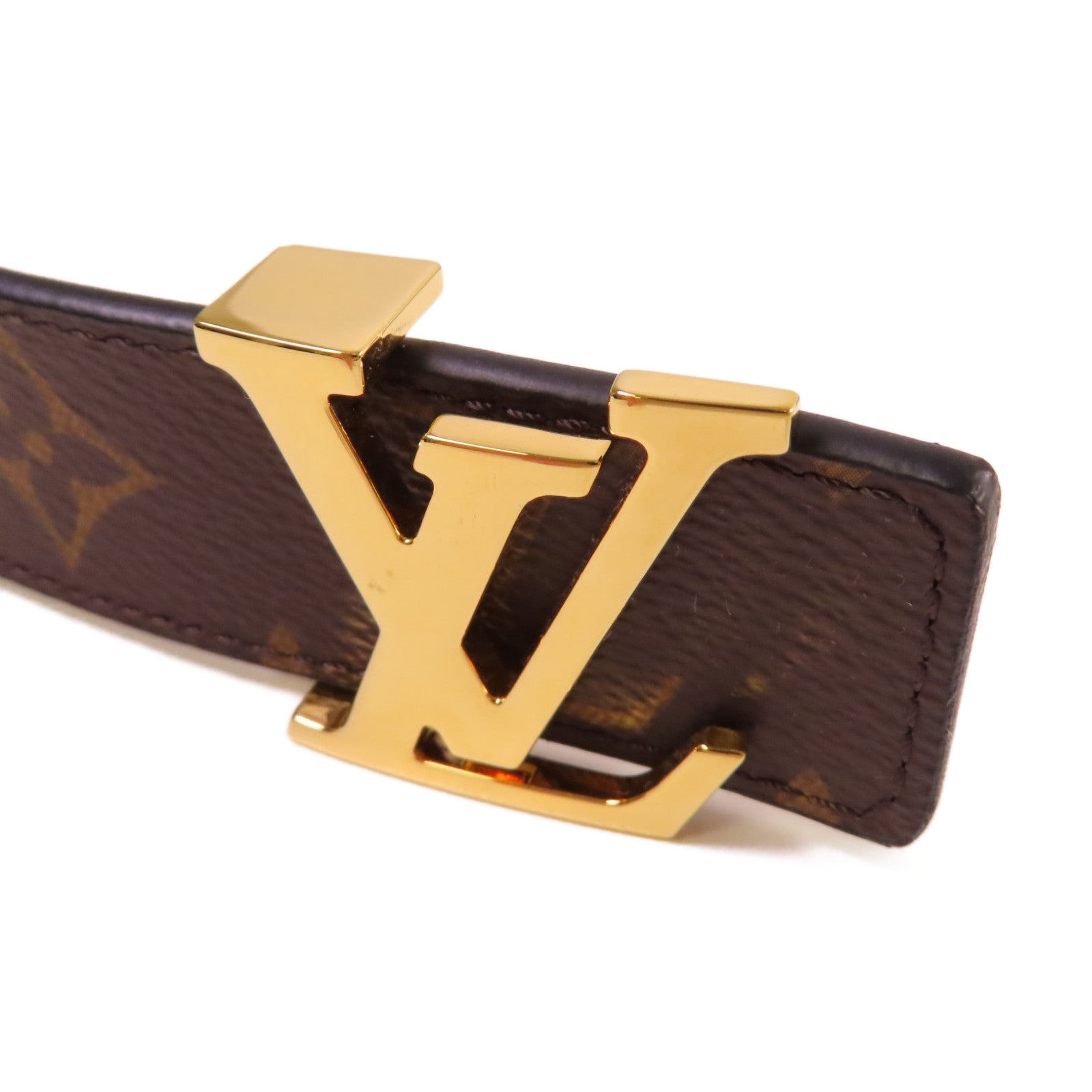 LOUIS VUITTON Monogram Reversible Initiales Belt LV Buckle金扣皮帶啡色