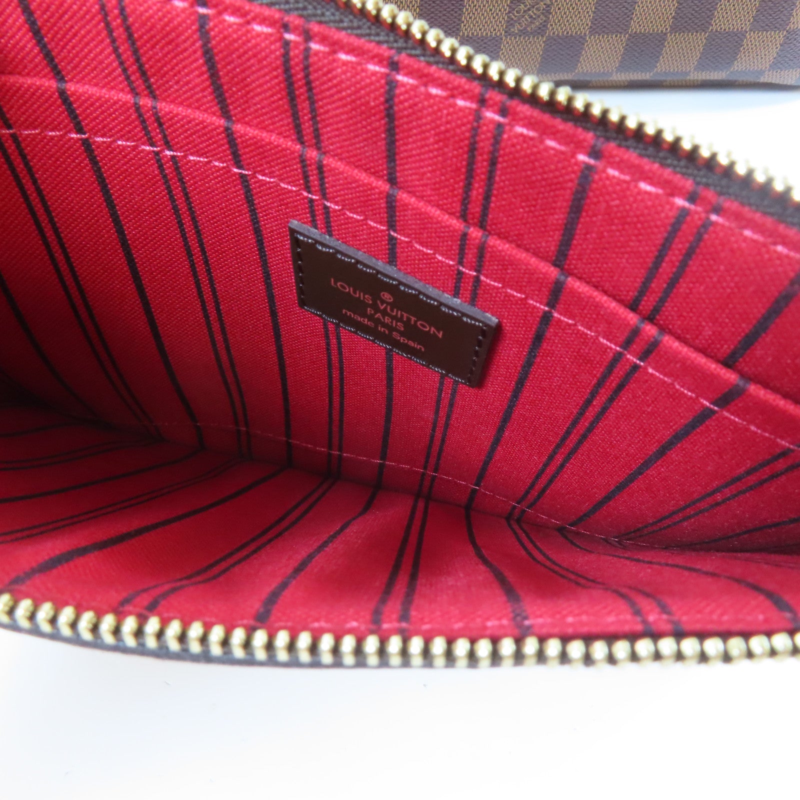 LOUIS VUITTON Damier Neverfull MM金扣肩背袋啡色