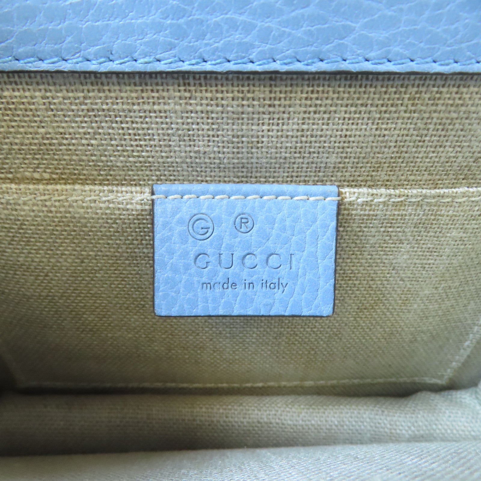 GUCCI 牛皮皮革GG Interlocking Chain Shoulder金扣鏈帶肩背袋淺藍色