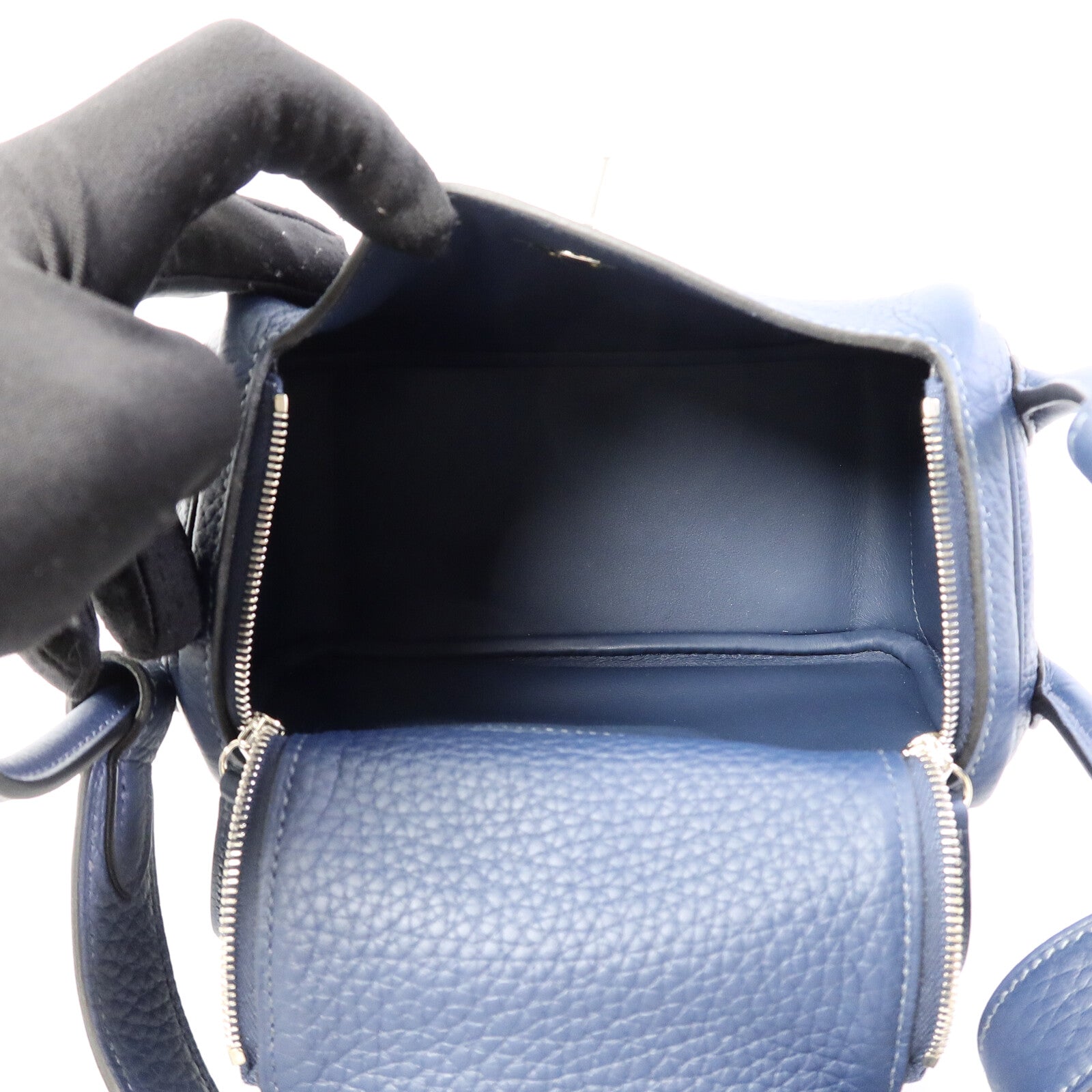 HERMES Clemence皮革Mini Lindy手挽肩背兩用袋Bleu De Prusse