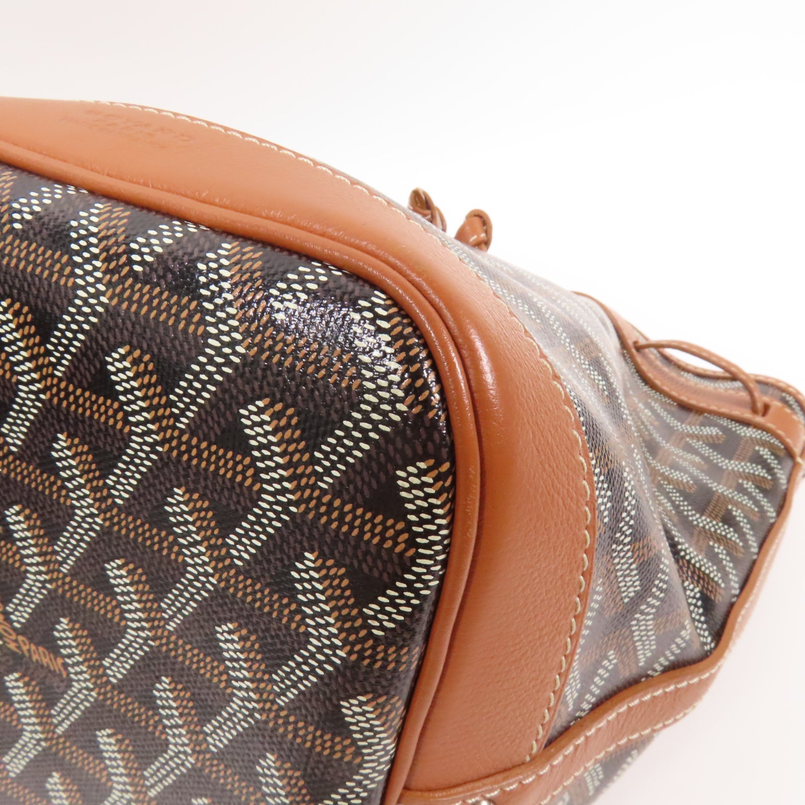 GOYARD 塗層帆布Petit Flot Bucket銀扣肩背袋黑色/啡色