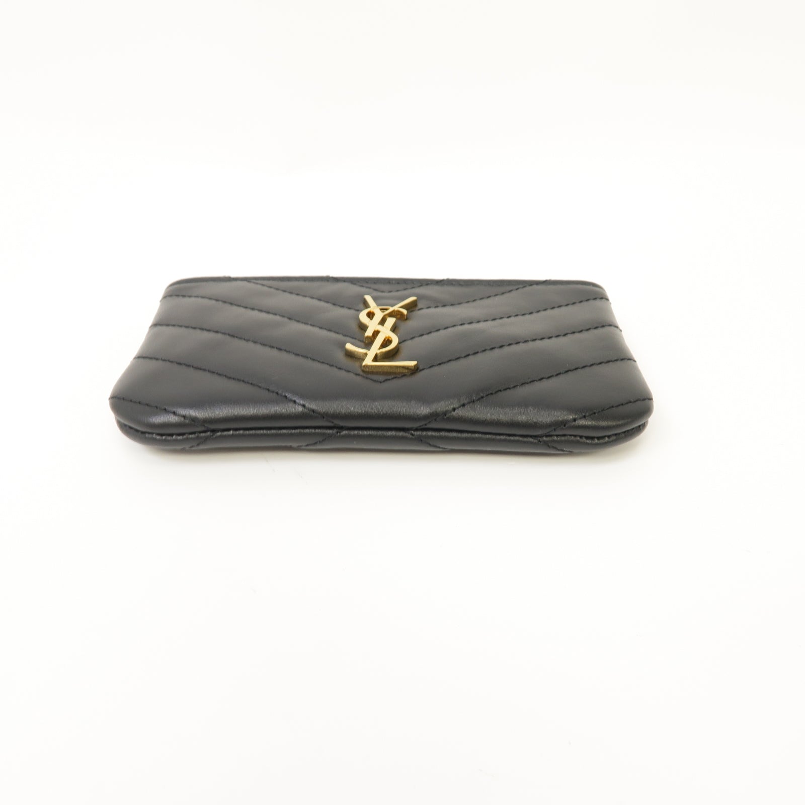SAINT LAURENT 牛皮皮革Coin Case金扣零錢包黑色