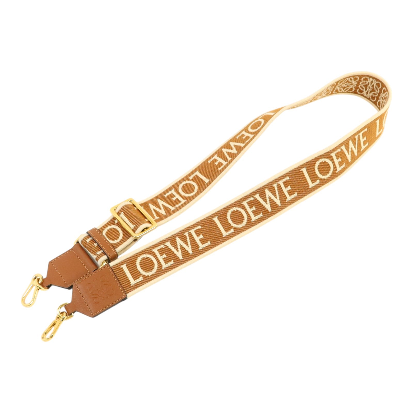 LOEWE 帆布/牛皮皮革Shoulder Strap金扣肩帶