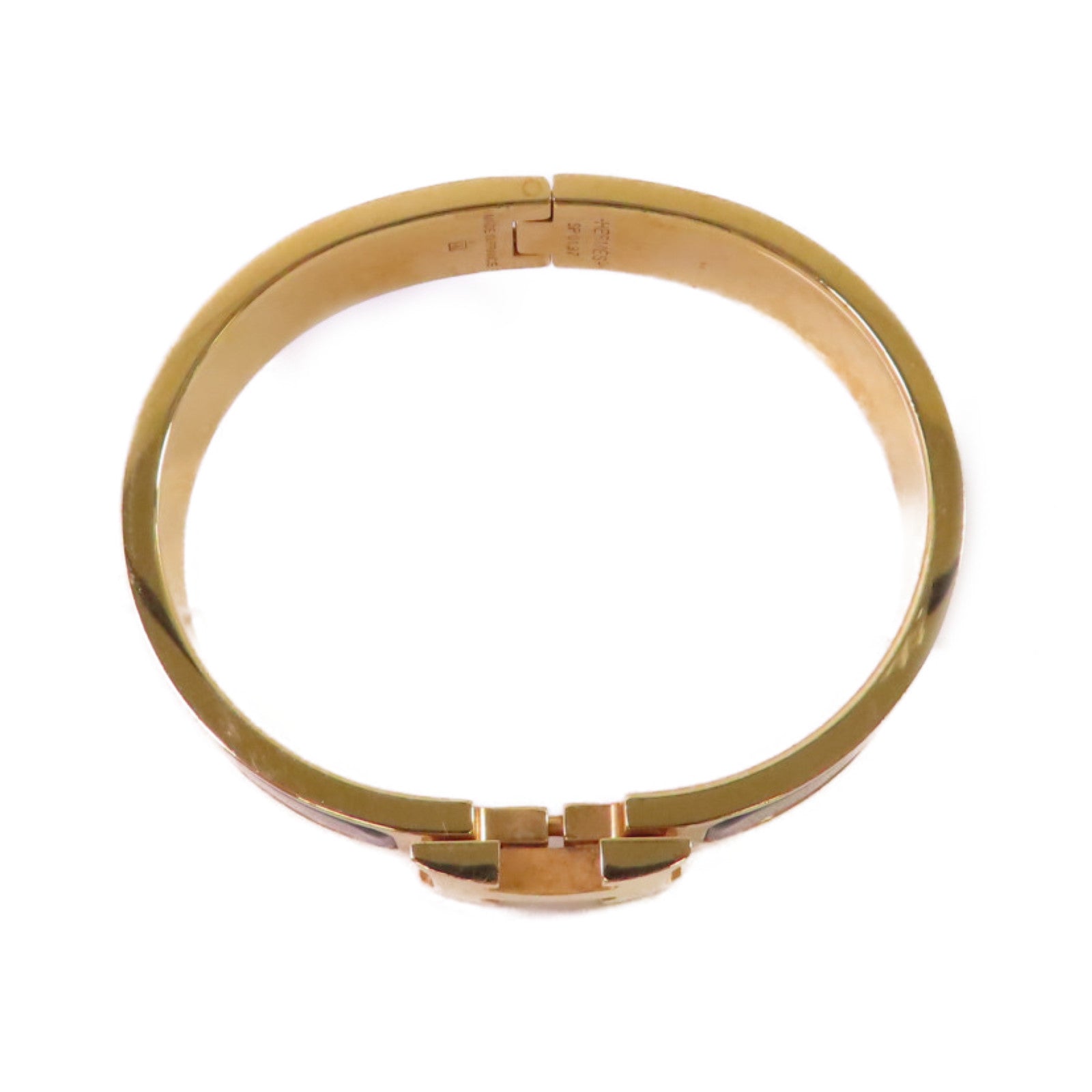 HERMES 金屬/琺瑯Clic-Clac HBracelet金扣手鐲黑色
