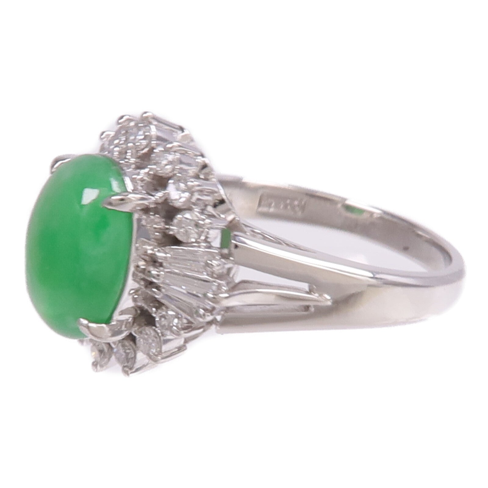 JEWELRY PT900鉑金Jade Diamond Ring翡翠/鑽石戒指US#6