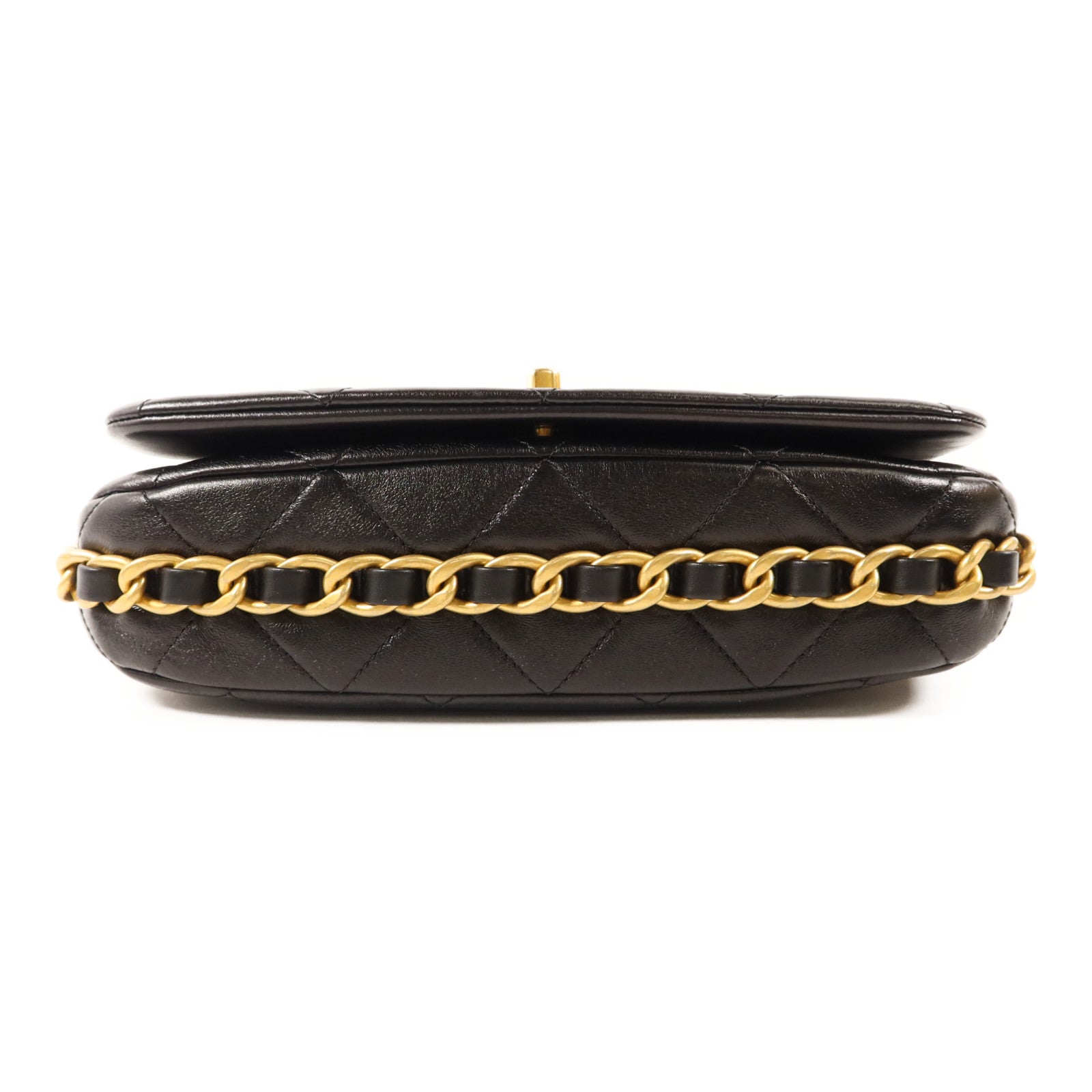 CHANEL 牛皮皮革Chain Shoulder金扣鏈帶肩背袋