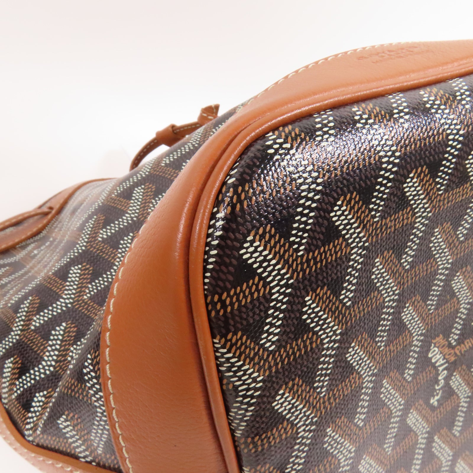 GOYARD 塗層帆布Petit Flot Bucket銀扣肩背袋黑色/啡色