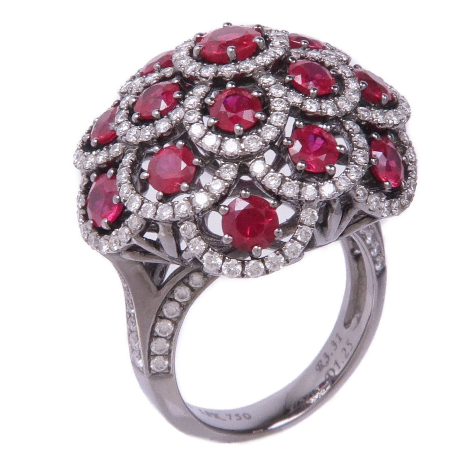 JEWELRY 【激減優惠】18K白金Ruby Diamond Ring紅寶石/鑽石戒指US#6