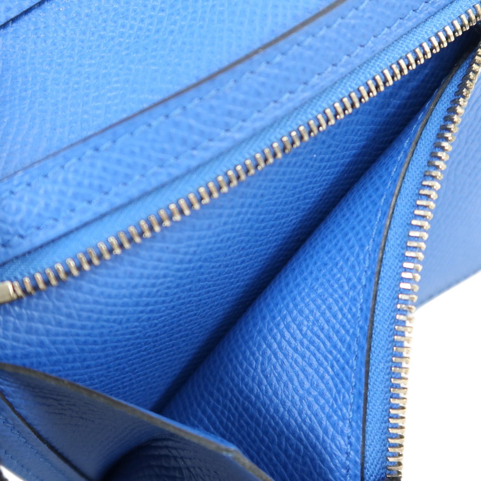 HERMES Epsom皮革Bearn Compact Wallet銀扣錢包Blue Encre