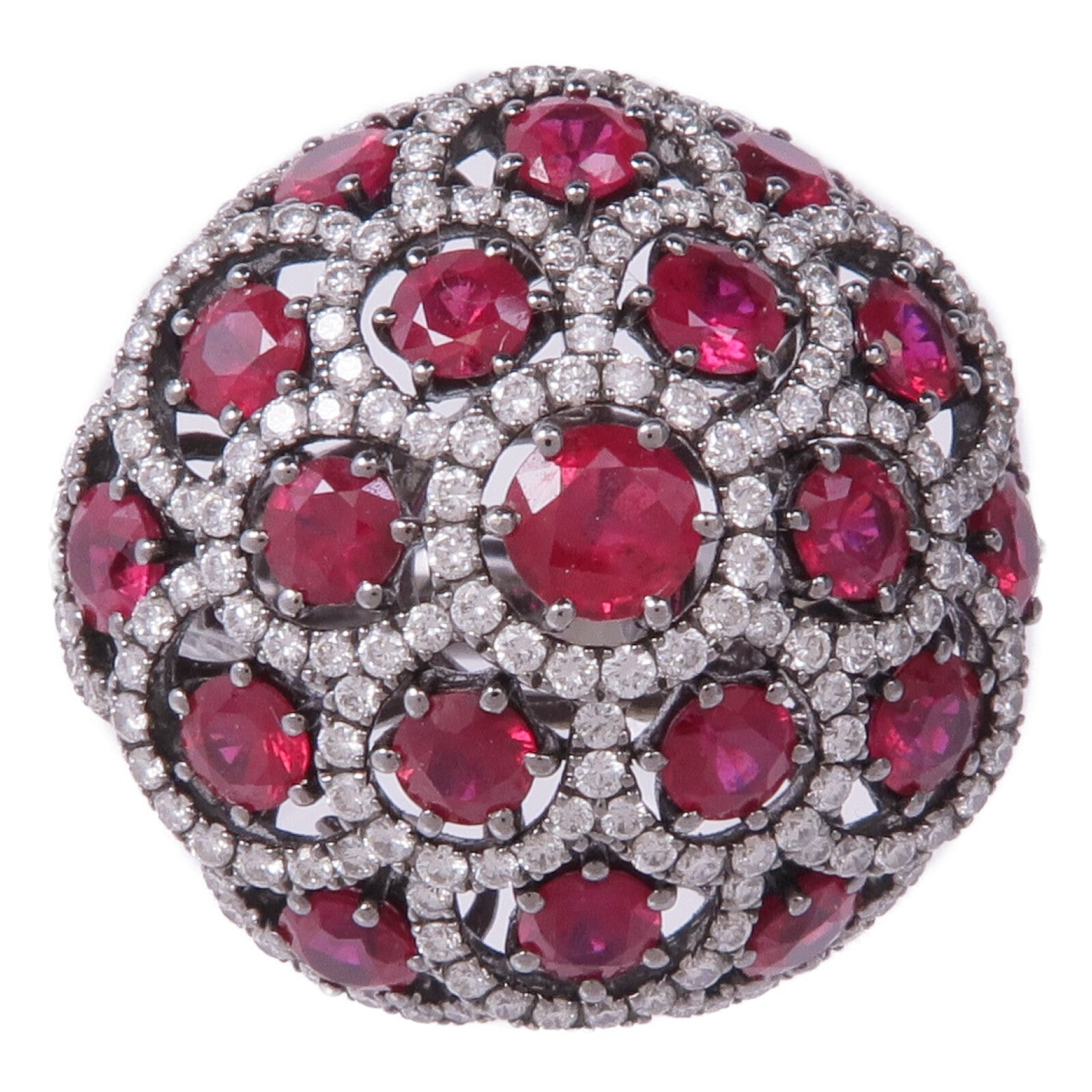 JEWELRY 【激減優惠】18K白金Ruby Diamond Ring紅寶石/鑽石戒指US#6