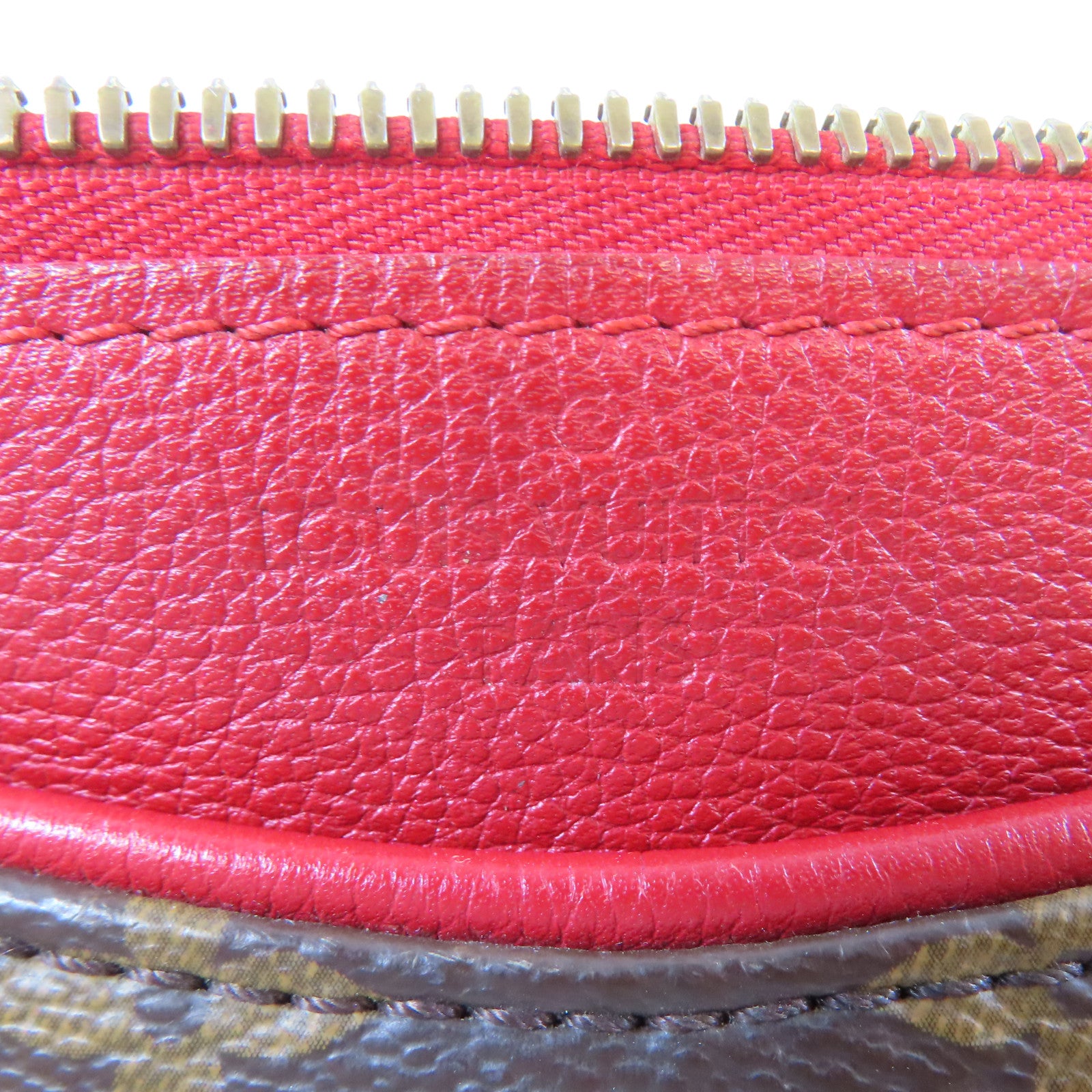 LOUIS VUITTON 【激減優惠】Monogram Pallas MM金扣手挽肩背兩用袋啡色/紅色