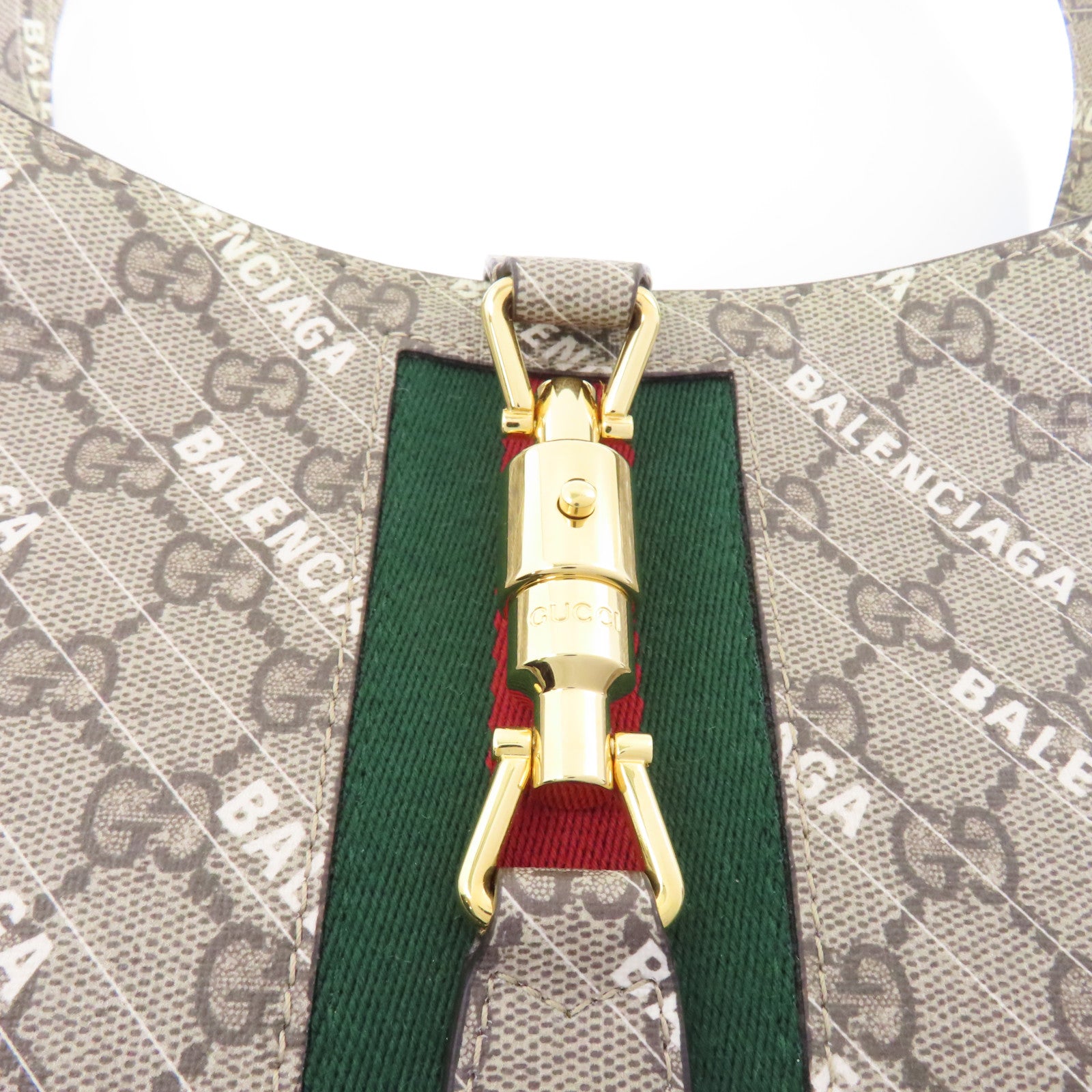 GUCCI 【激減優惠】塗層帆布Gucci X Balenciaga Shoulder Bag金扣肩背袋灰色/棕色