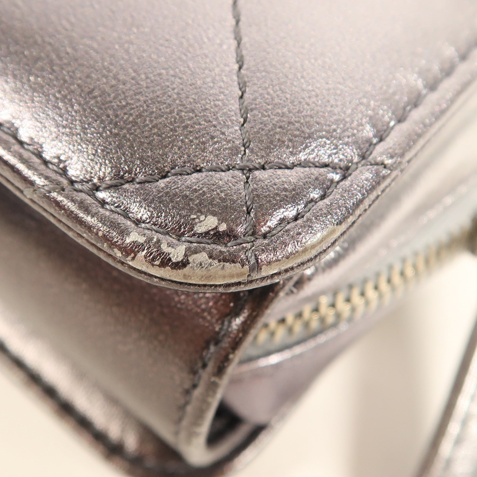 CHANEL 皮革Chain Shoulder銀扣鏈帶肩背袋