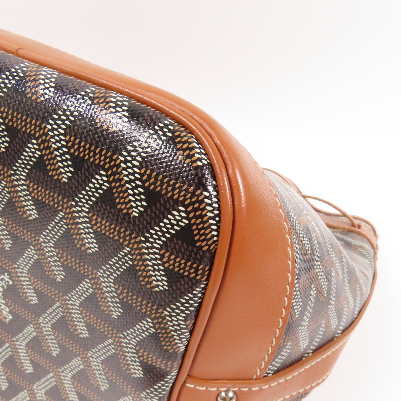 GOYARD 塗層帆布Petit Flot Bucket銀扣肩背袋黑色/啡色