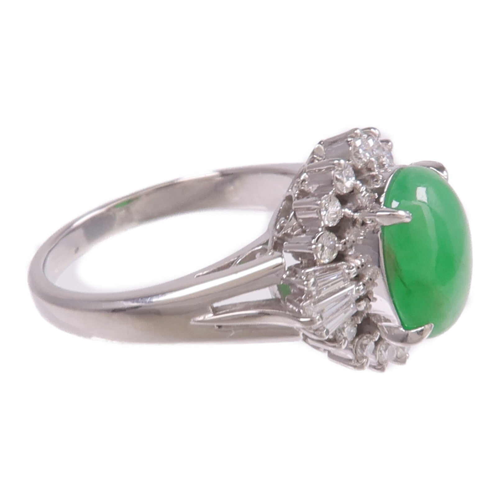 JEWELRY PT900鉑金Jade Diamond Ring翡翠/鑽石戒指US#6