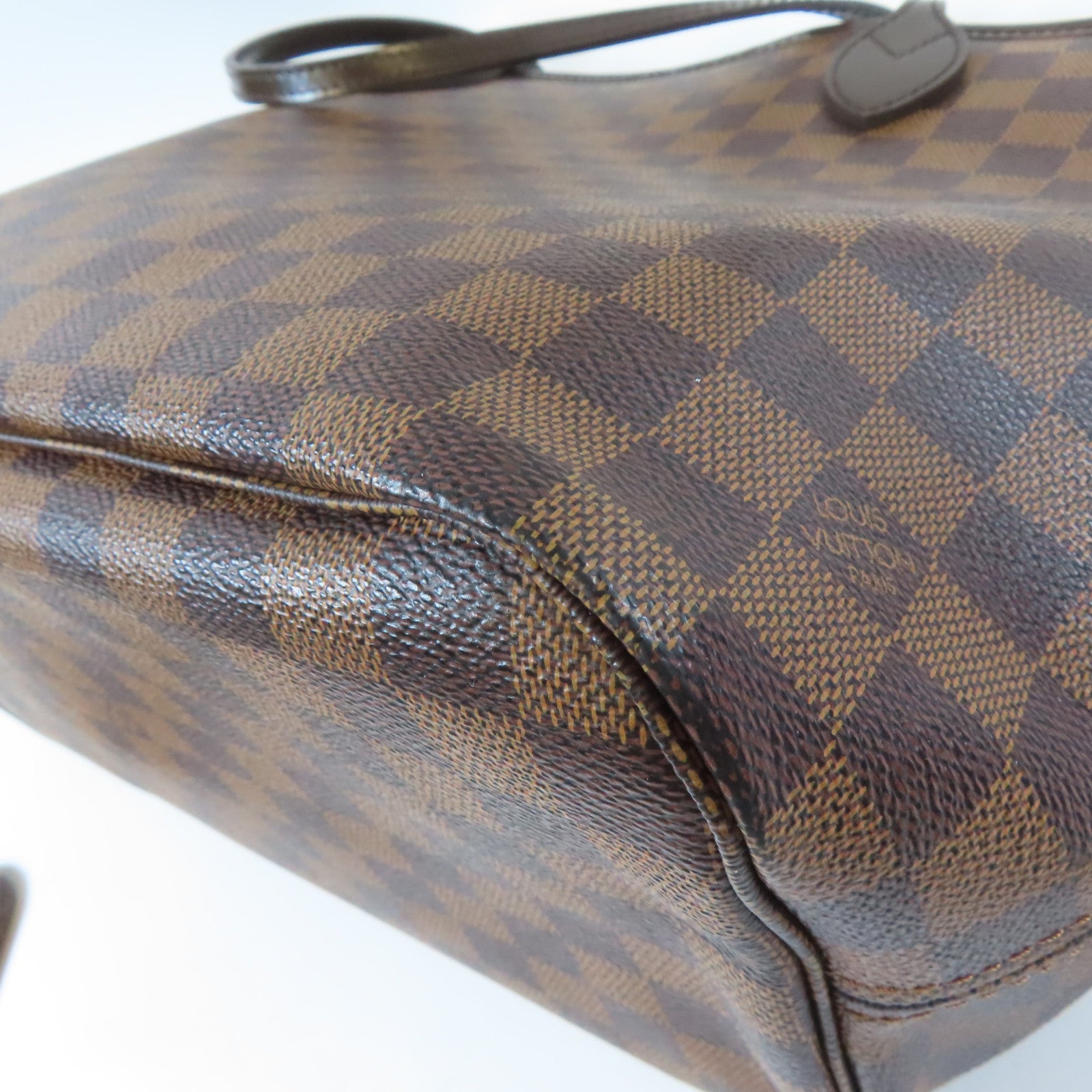 LOUIS VUITTON Damier Neverfull MM金扣肩背袋啡色