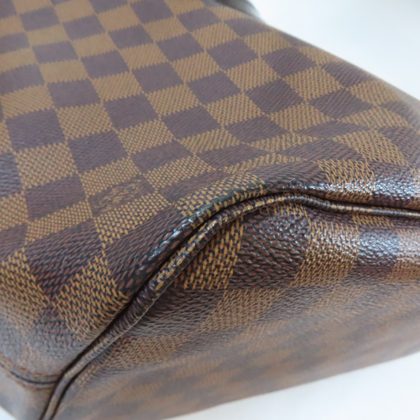 LOUIS VUITTON Damier Neverfull MM金扣肩背袋啡色