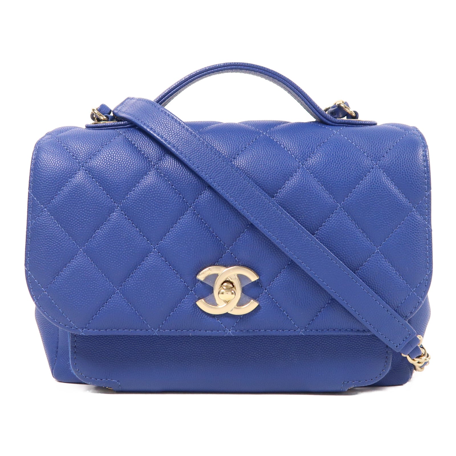 CHANEL 牛皮皮革Business Affinity金扣鏈帶手挽肩背兩用袋