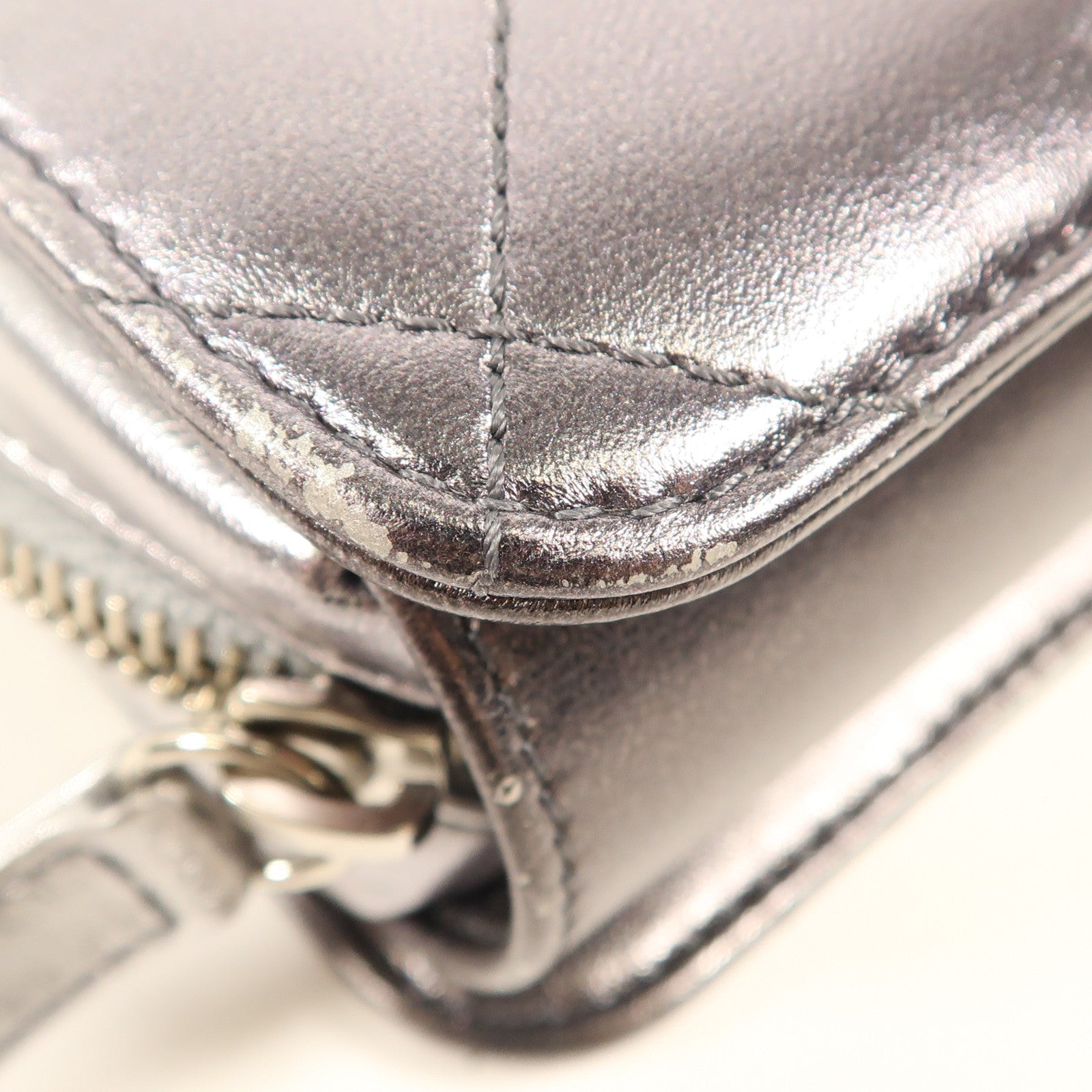 CHANEL 皮革Chain Shoulder銀扣鏈帶肩背袋