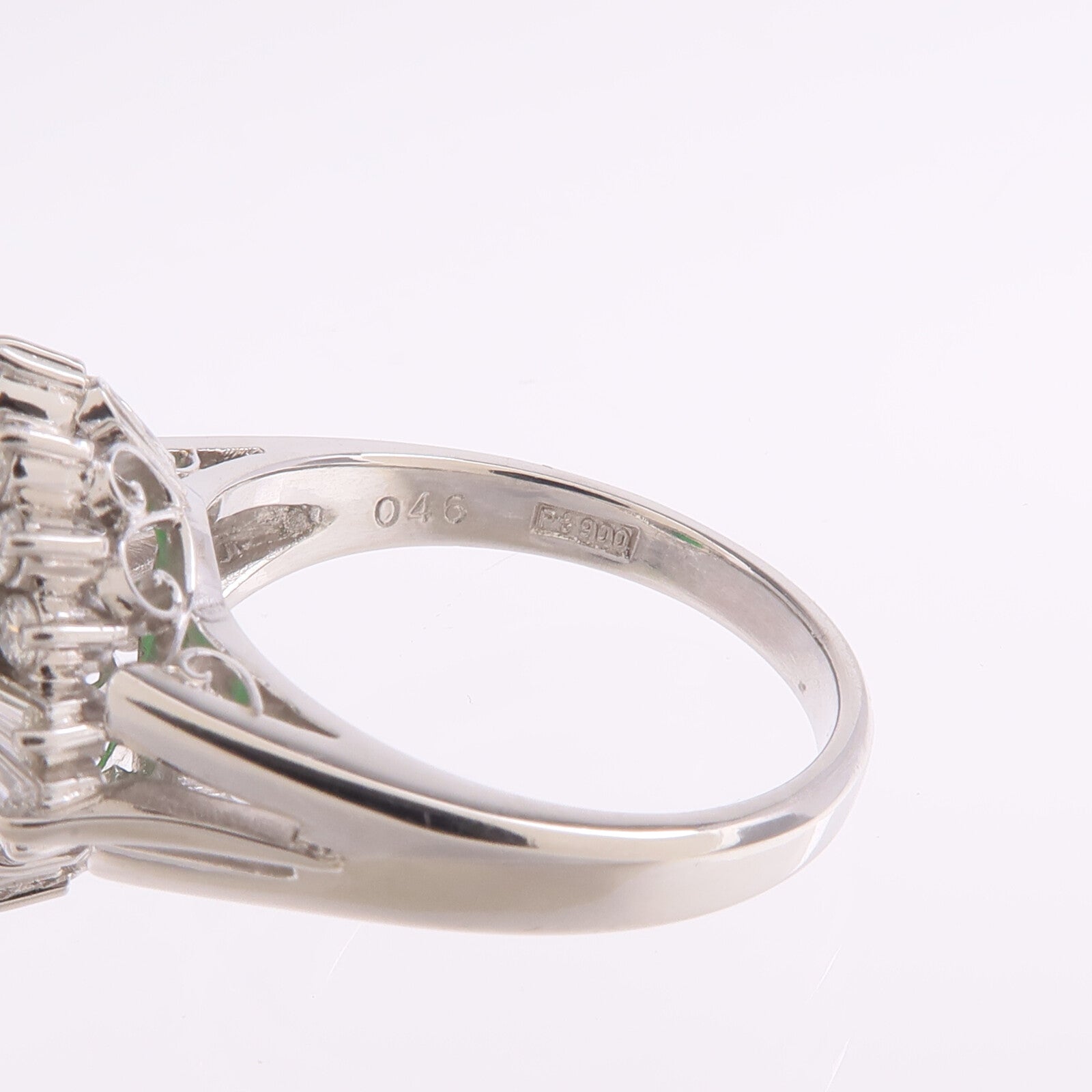 JEWELRY PT900鉑金Jade Diamond Ring翡翠/鑽石戒指US#6