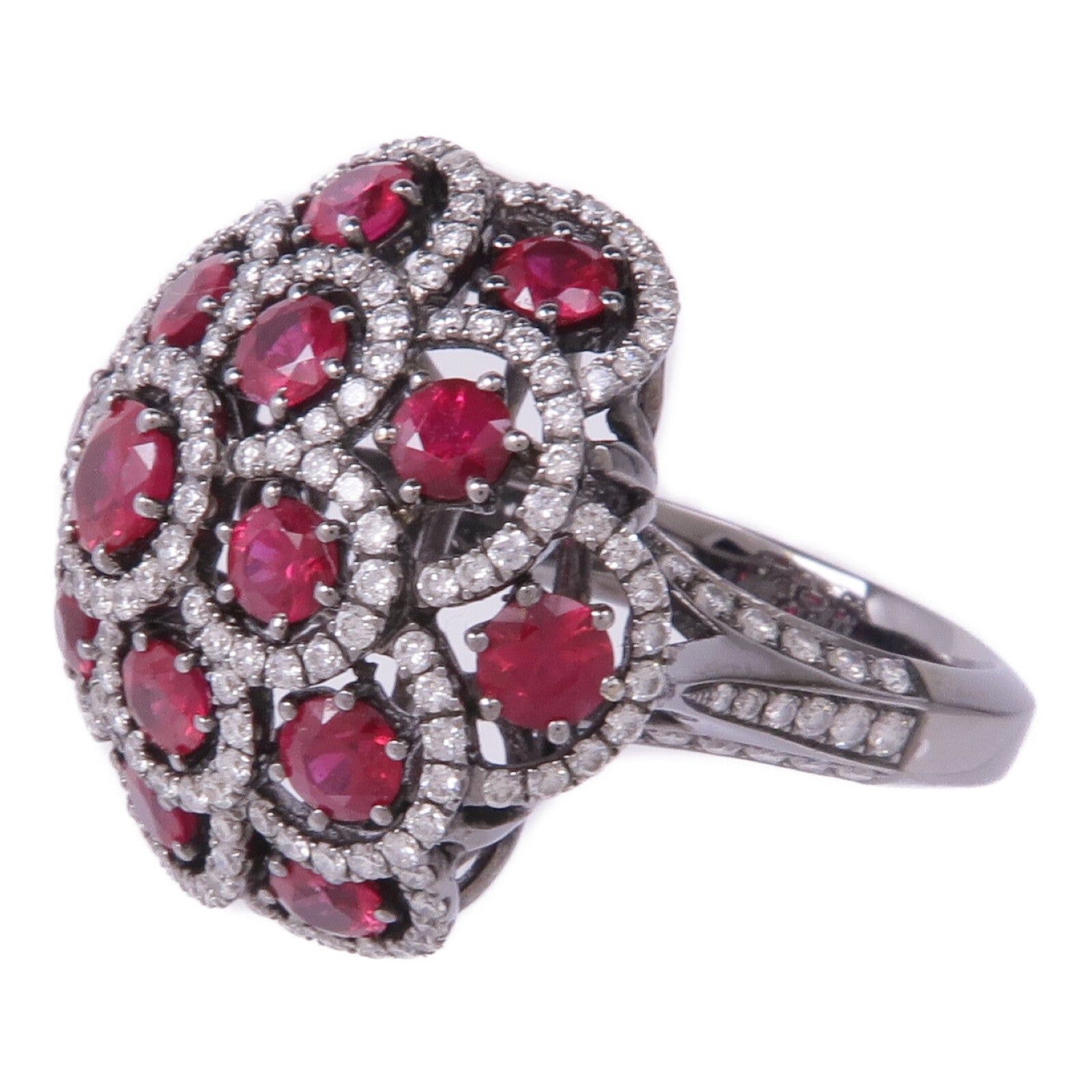 JEWELRY 【激減優惠】18K白金Ruby Diamond Ring紅寶石/鑽石戒指US#6