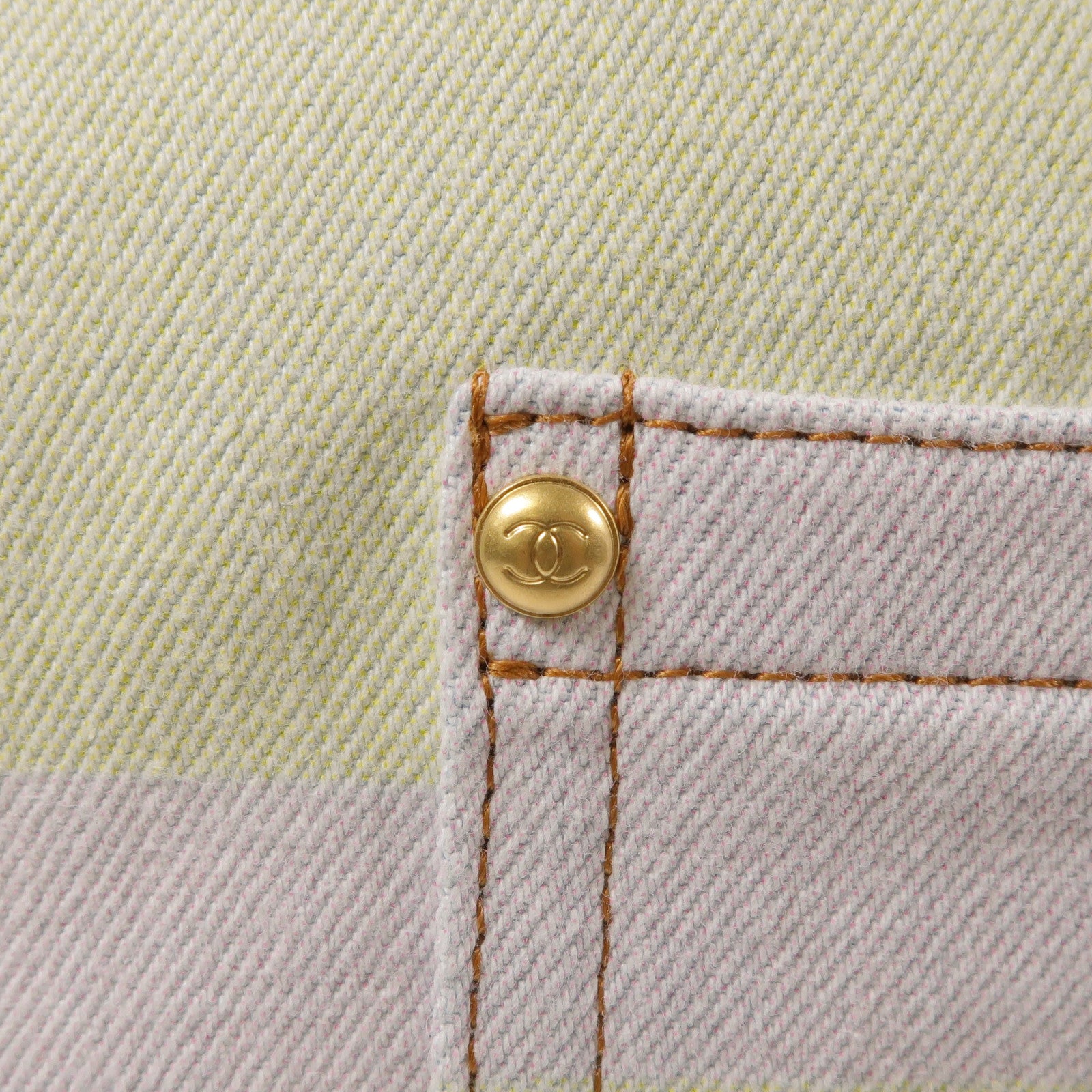 CHANEL CC GHW Tote Bag Canvas Pink / Yellow