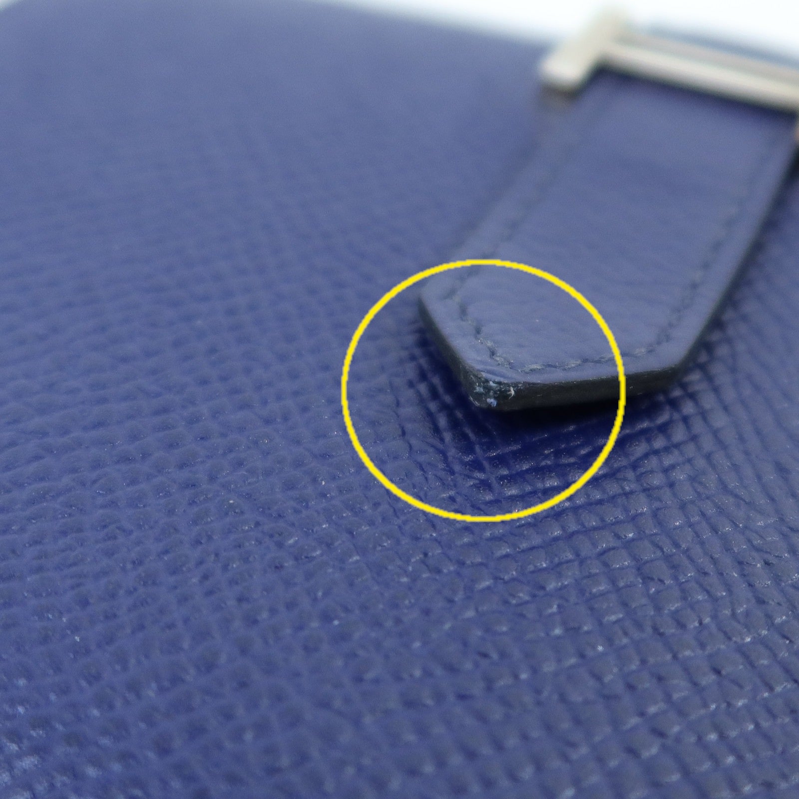 HERMES Epsom皮革Bearn Compact Wallet銀扣錢包Blue Encre