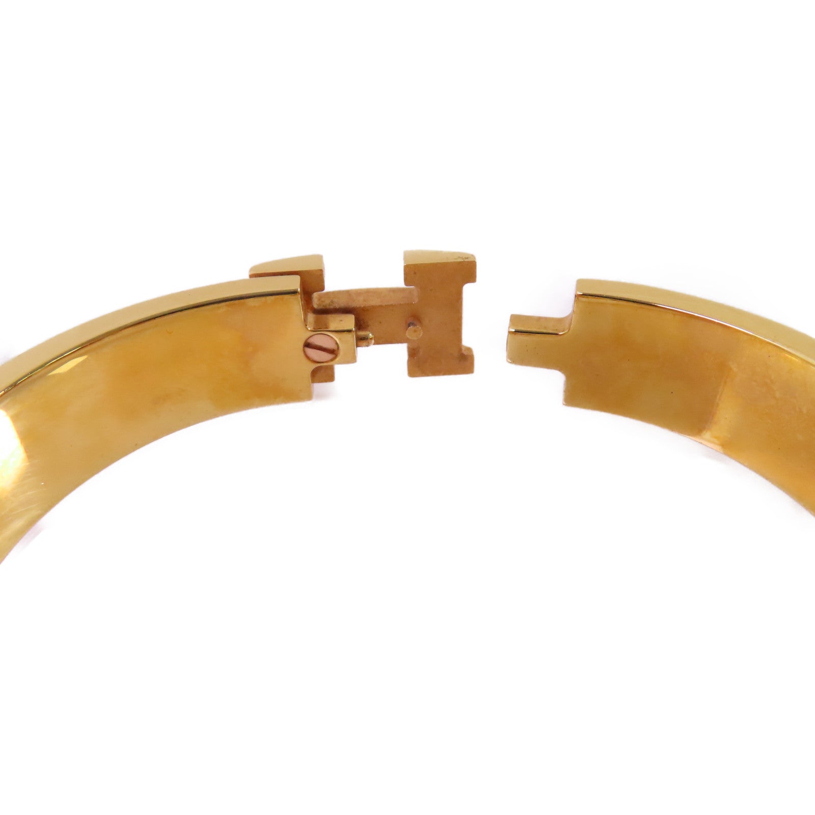 HERMES 金屬/琺瑯Clic-Clac HBracelet金扣手鐲黑色