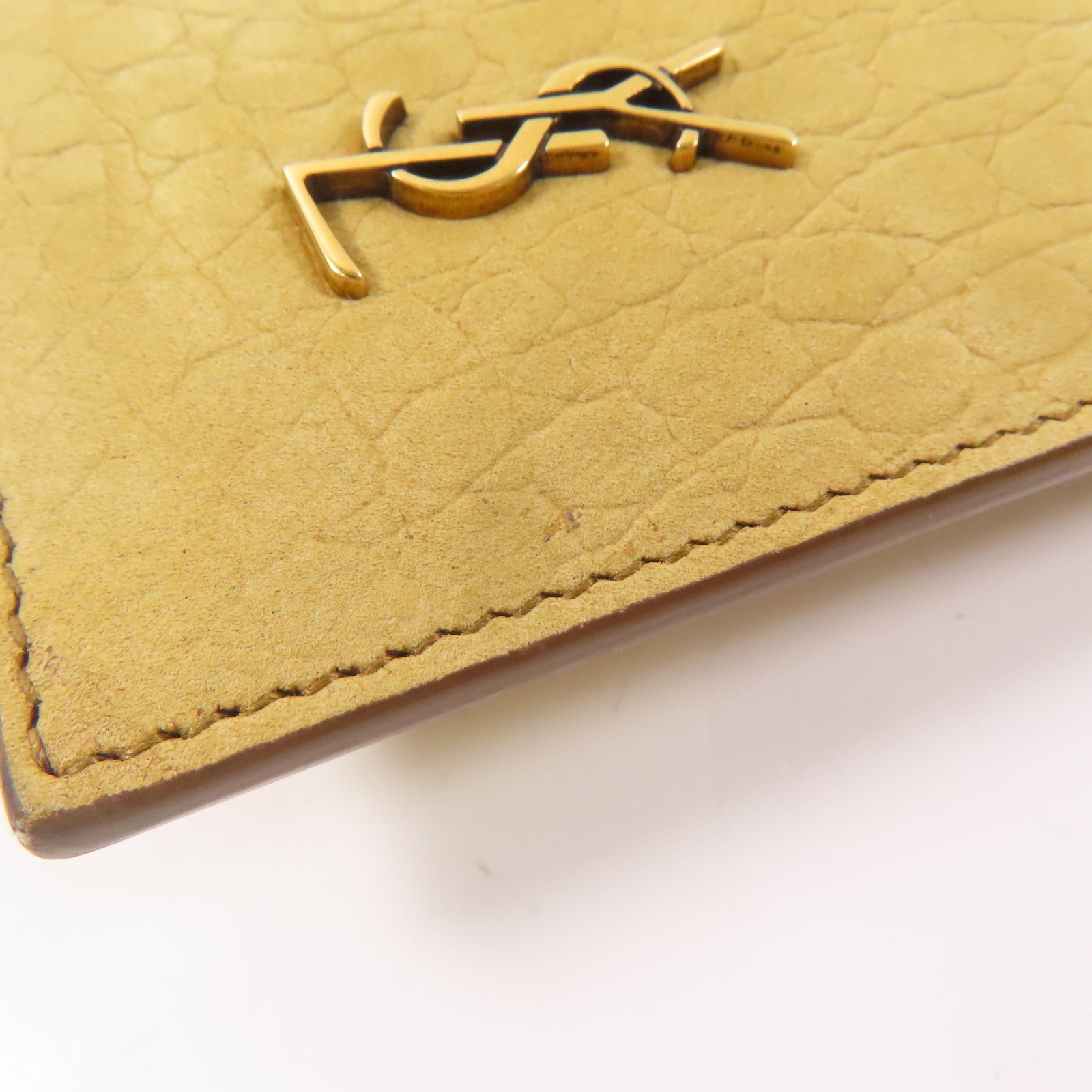 SAINT LAURENT 麂皮皮革Clutch金扣手拿包淺啡色