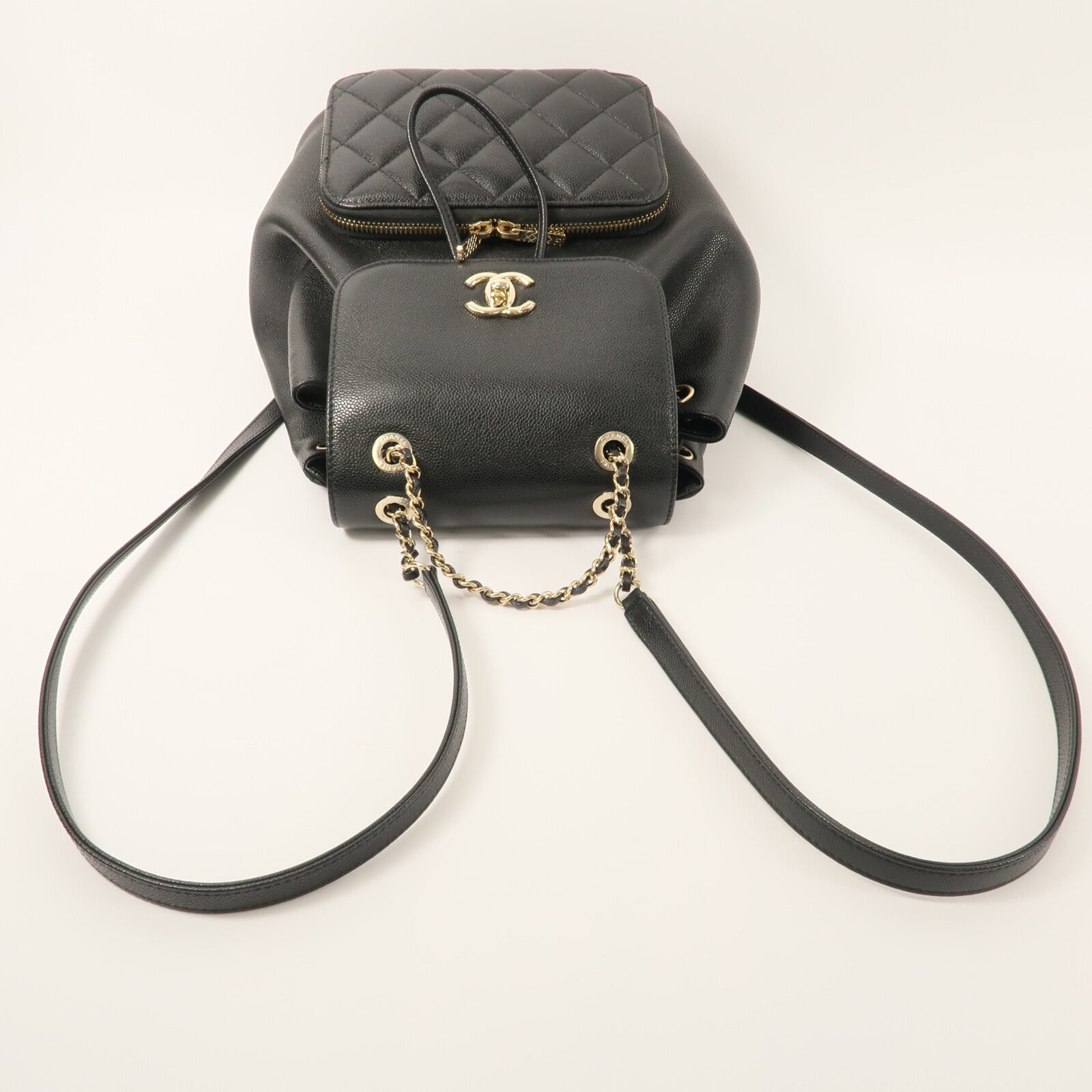 CHANEL 牛皮皮革Business Affinity Backpack鏈帶背包
