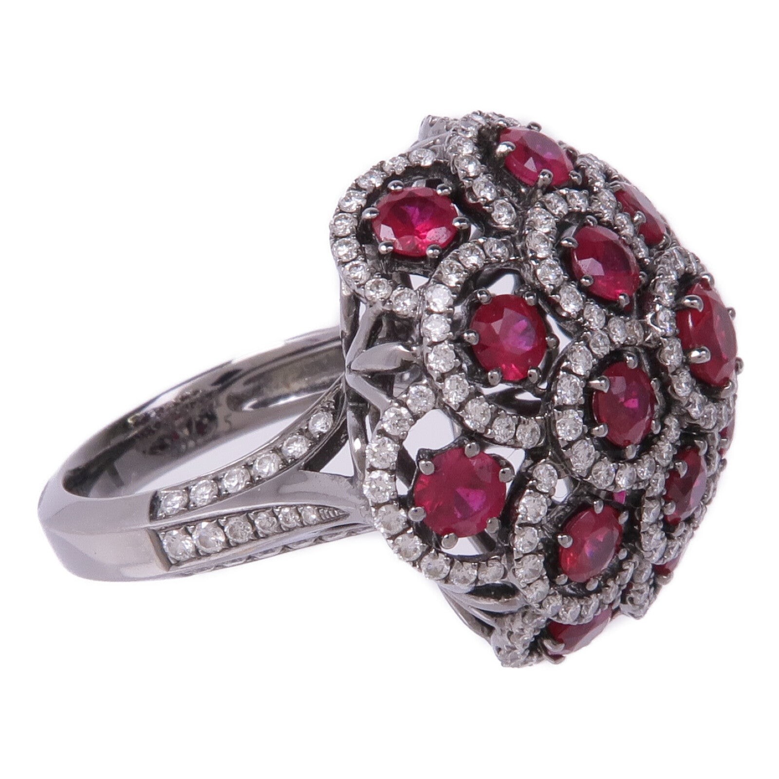 JEWELRY 【激減優惠】18K白金Ruby Diamond Ring紅寶石/鑽石戒指US#6