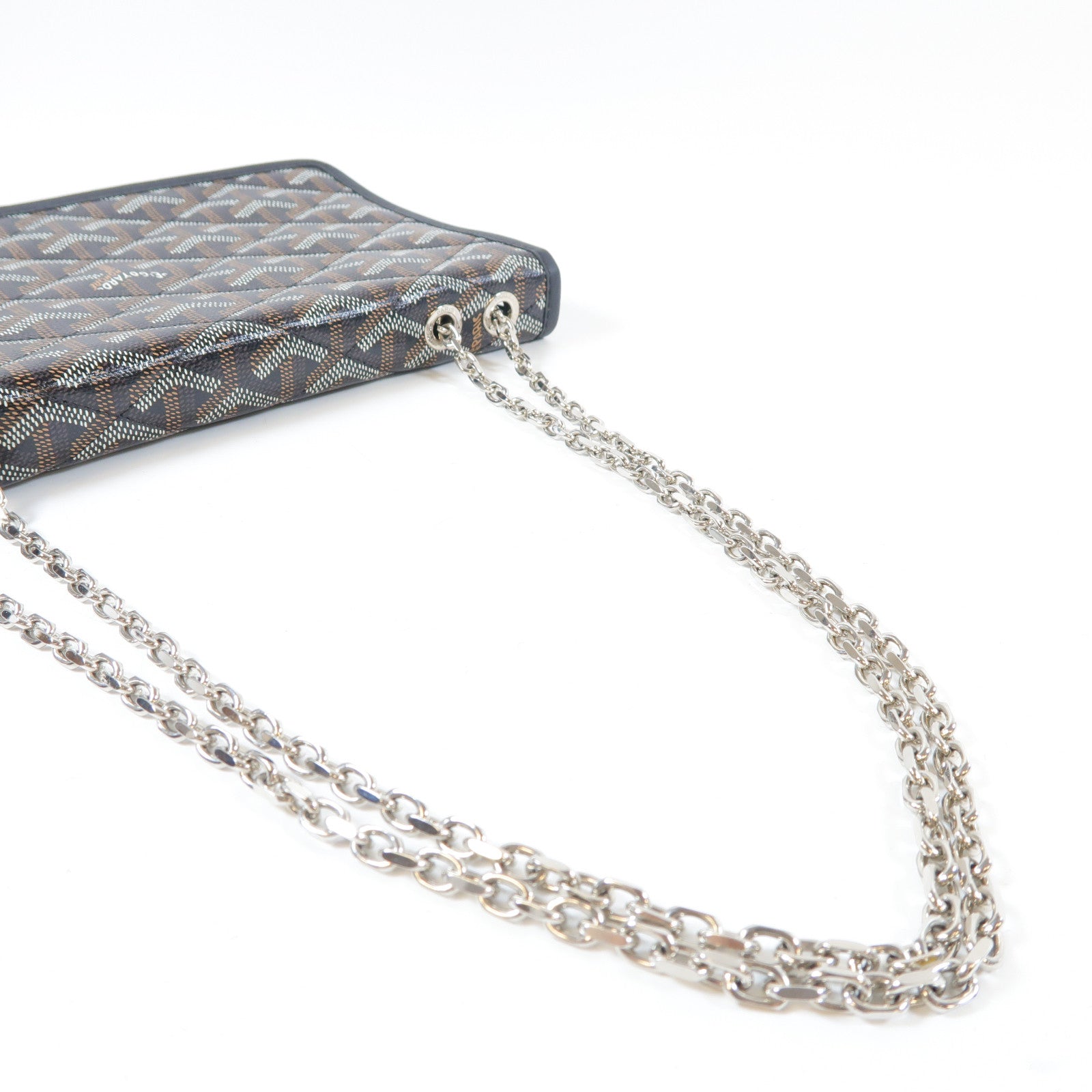GOYARD 【激減優惠】塗層帆布Alexandre III銀扣鏈帶肩背袋黑色