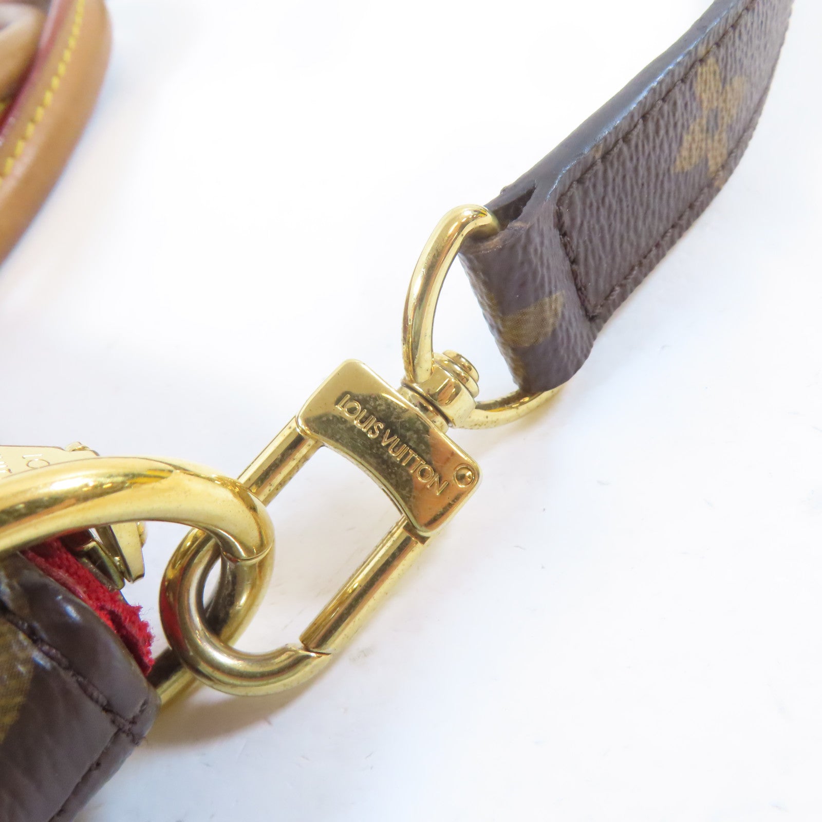 LOUIS VUITTON 【激減優惠】Monogram Pallas MM金扣手挽肩背兩用袋啡色/紅色