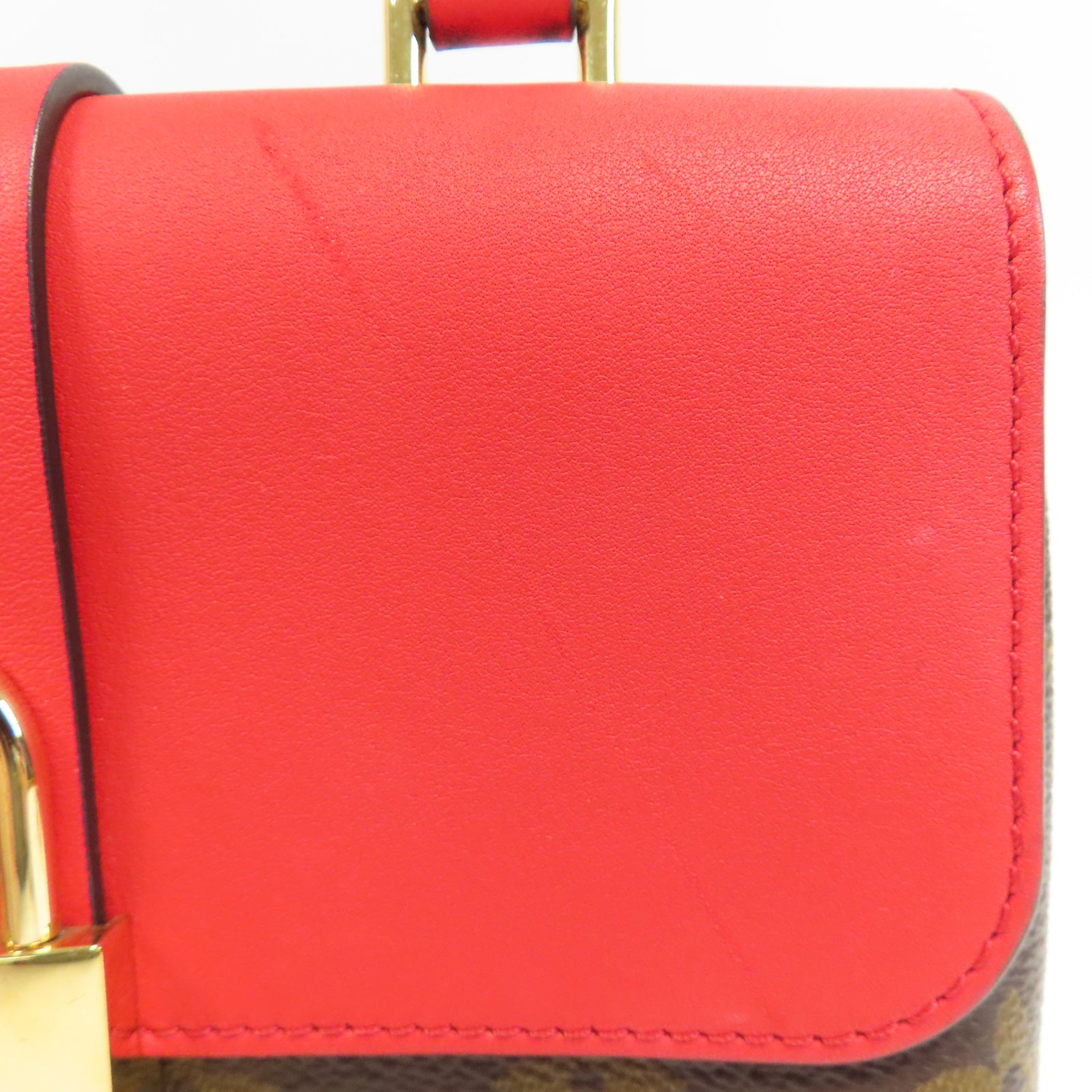 LOUIS VUITTON Monogram/皮革Locky金扣手挽肩背兩用袋啡色/紅色