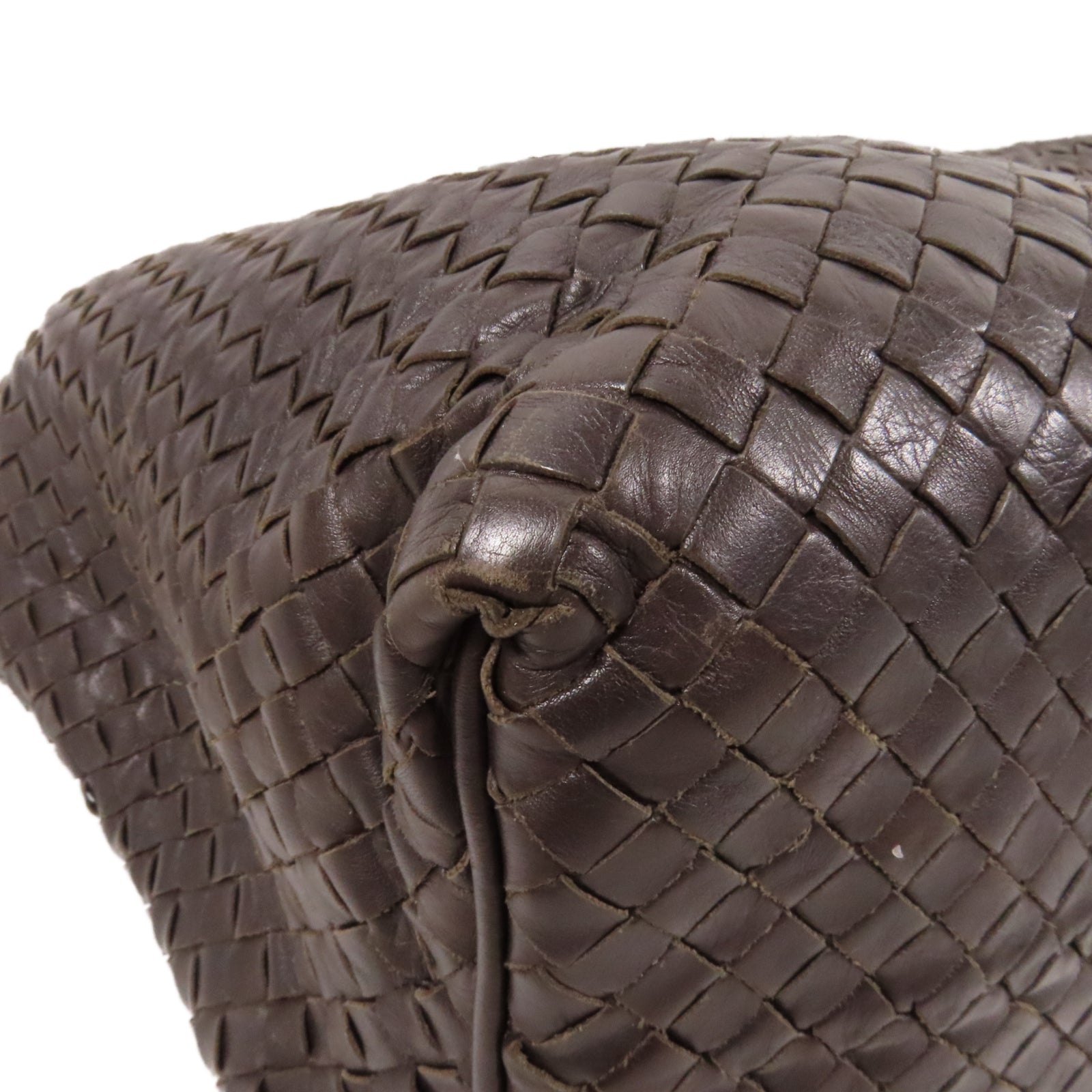 BOTTEGA VENETA 織紋皮革Handle Bag銀扣手挽袋黑色