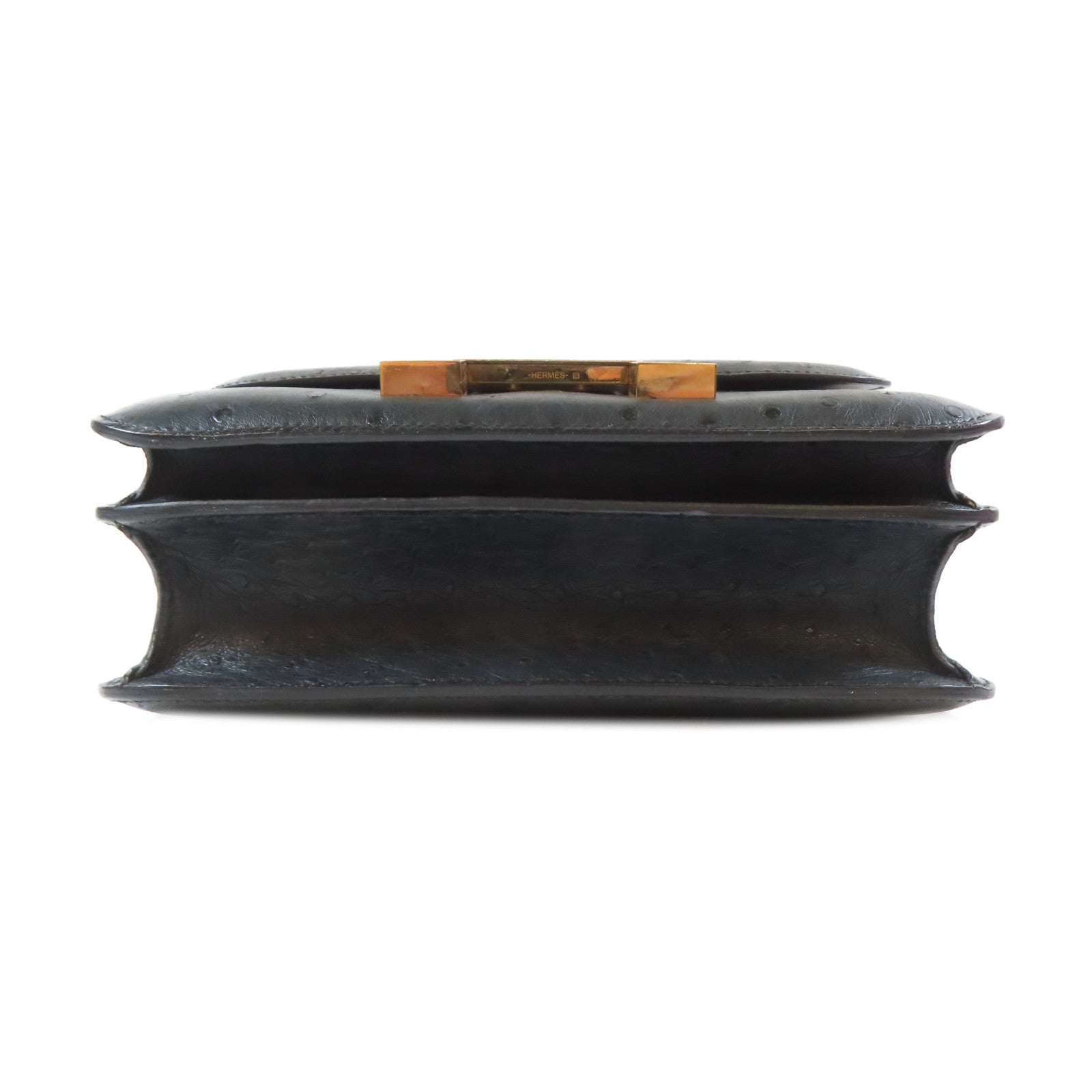 HERMES 【Hermes Fair】鴕鳥皮革Constance 24金扣肩背袋深綠色