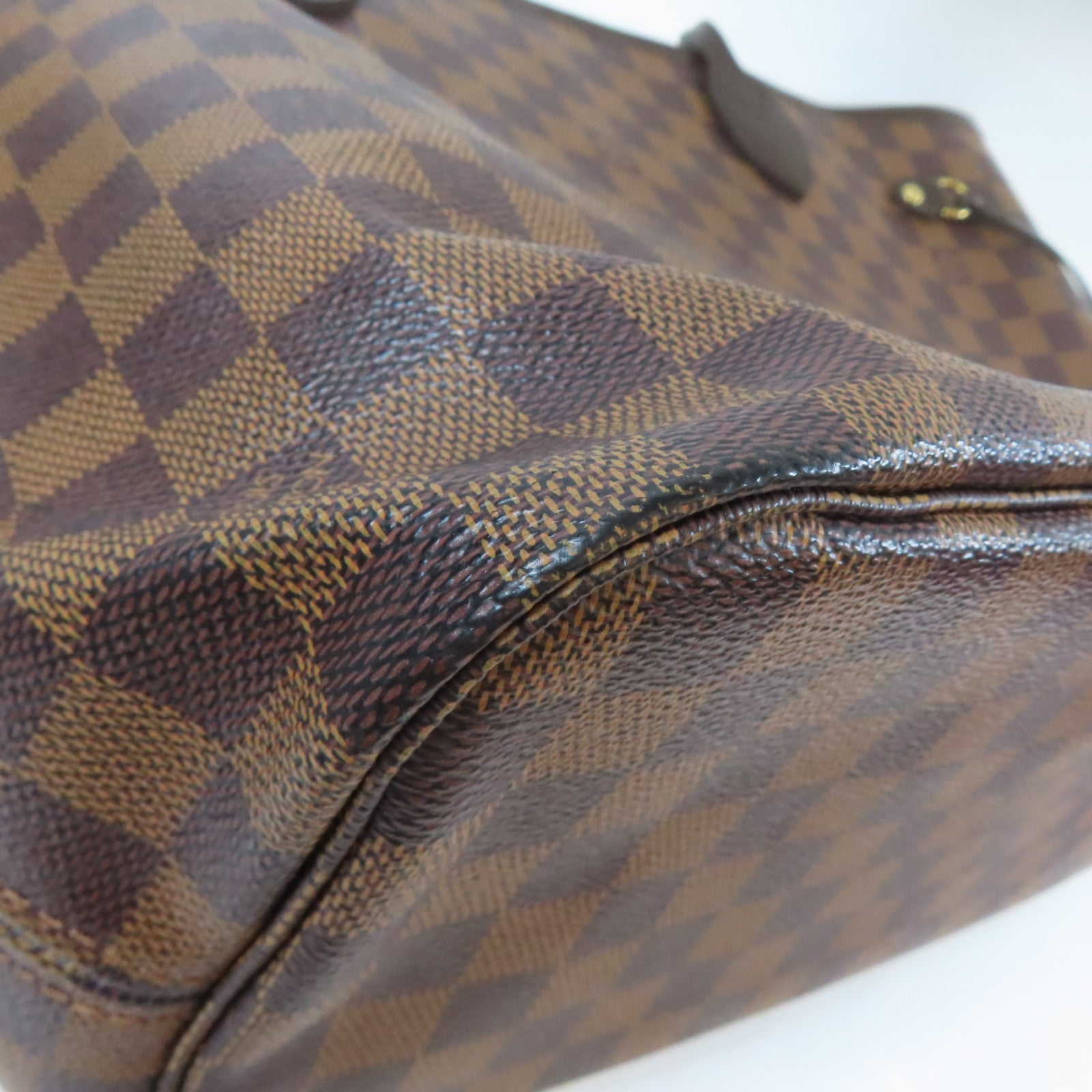 LOUIS VUITTON Damier Neverfull MM金扣肩背袋啡色