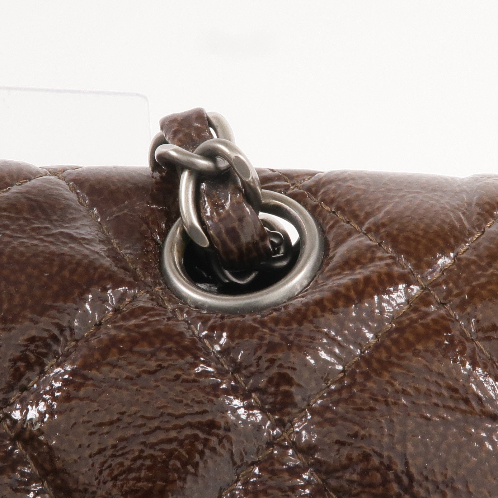 CHANEL 漆皮皮革Classic 25銀扣鏈帶肩背袋