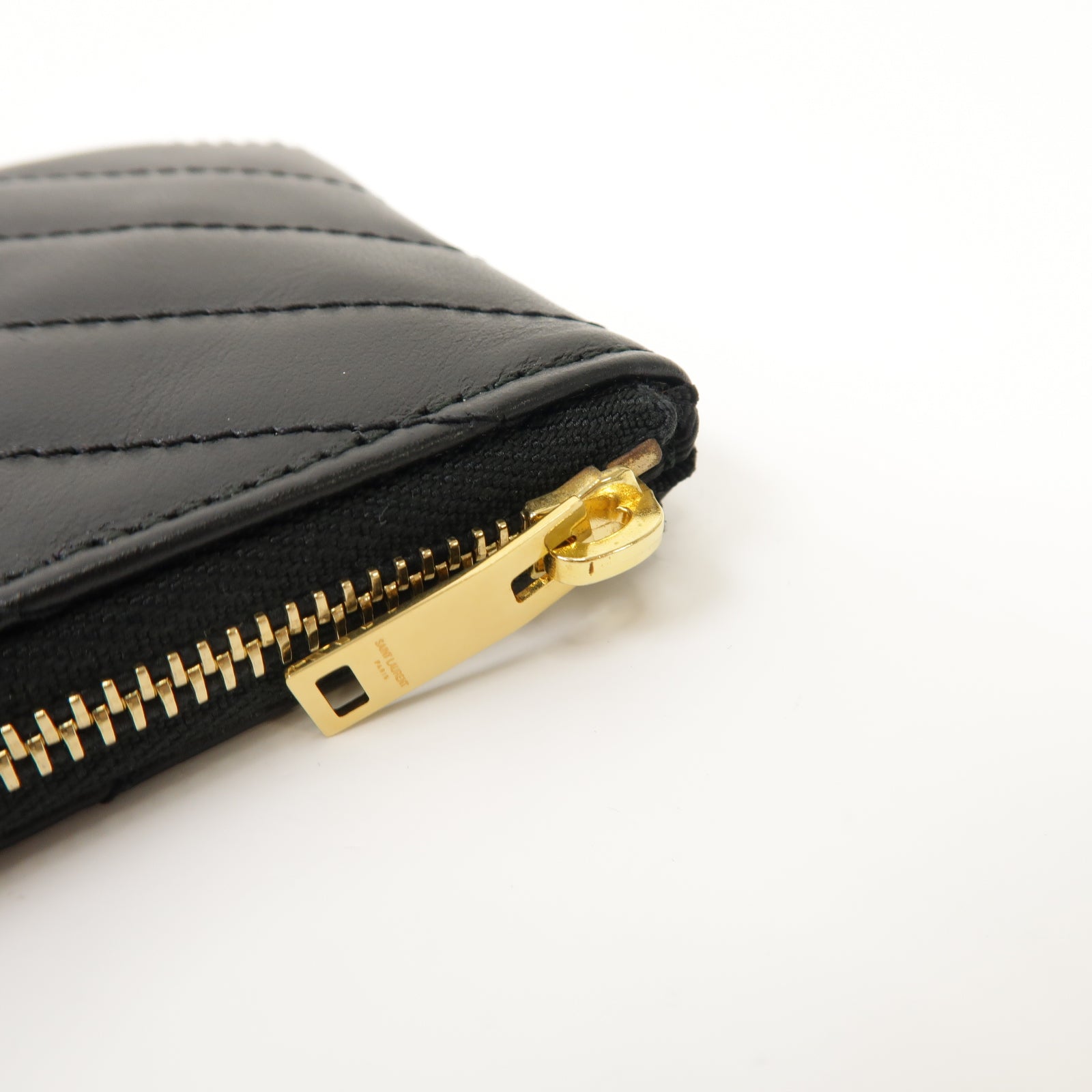 SAINT LAURENT 牛皮皮革Coin Case金扣零錢包黑色