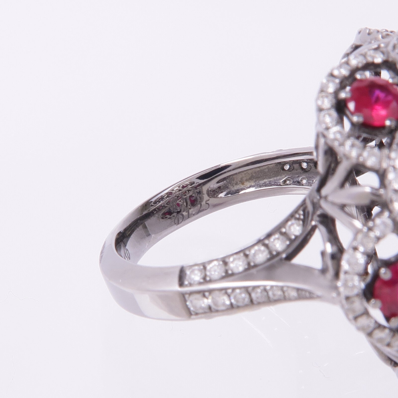 JEWELRY 【激減優惠】18K白金Ruby Diamond Ring紅寶石/鑽石戒指US#6