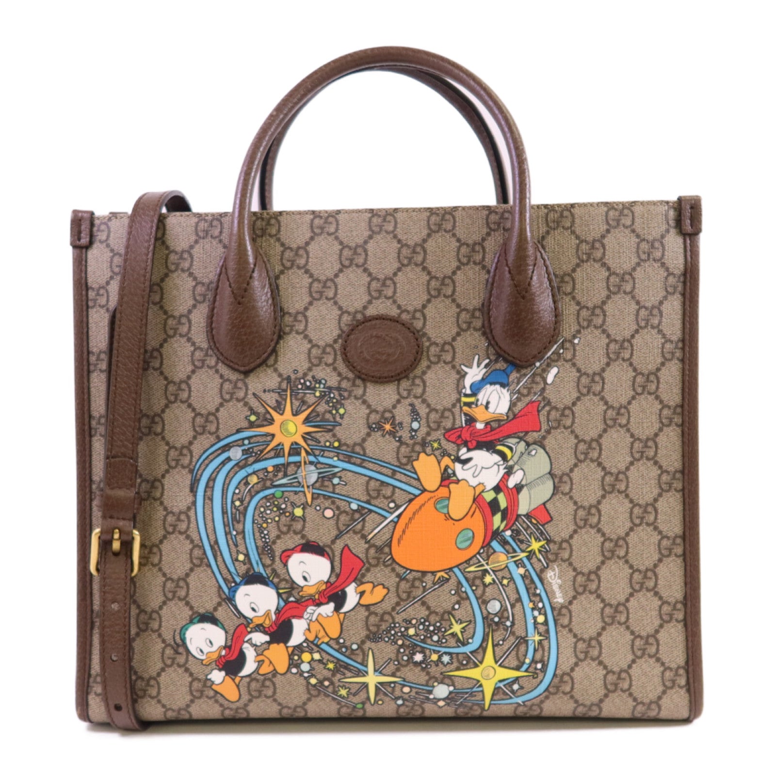 GUCCI 塗層帆布Disney GG Supreme金扣手挽肩背兩用袋