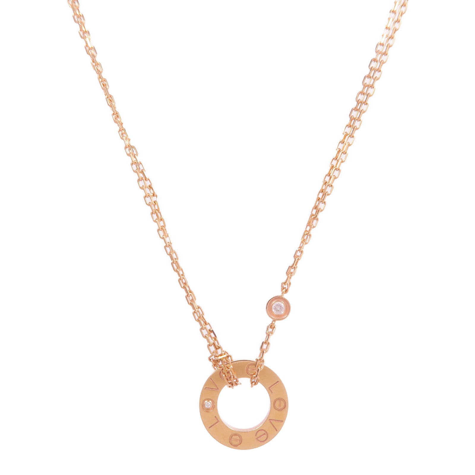 CARTIER 18K玫瑰金Love Pendant 2 Diamonds鑽石項鍊
