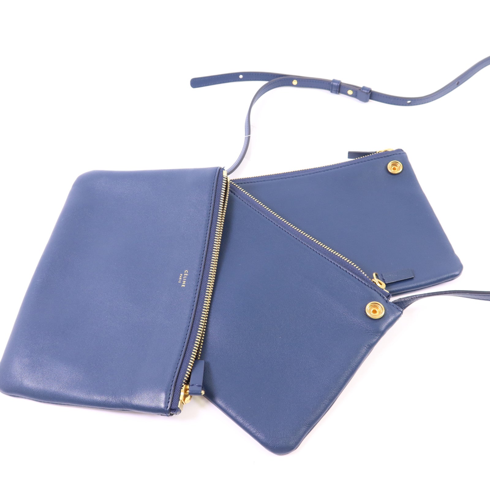 CELINE 羊皮皮革Trio Bag金扣肩背袋