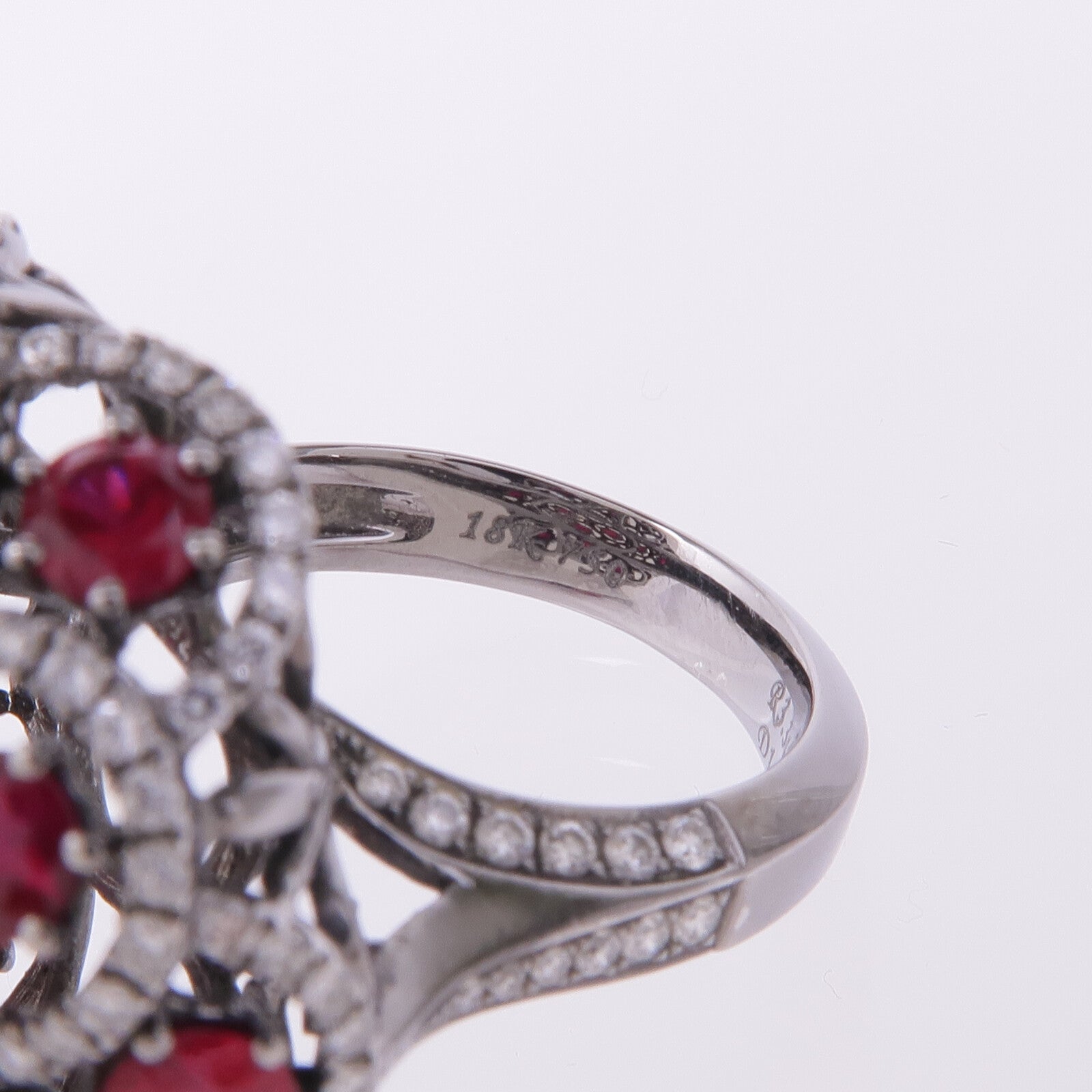 JEWELRY 【激減優惠】18K白金Ruby Diamond Ring紅寶石/鑽石戒指US#6