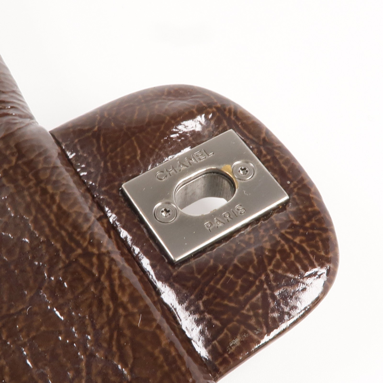 CHANEL 漆皮皮革Classic 25銀扣鏈帶肩背袋