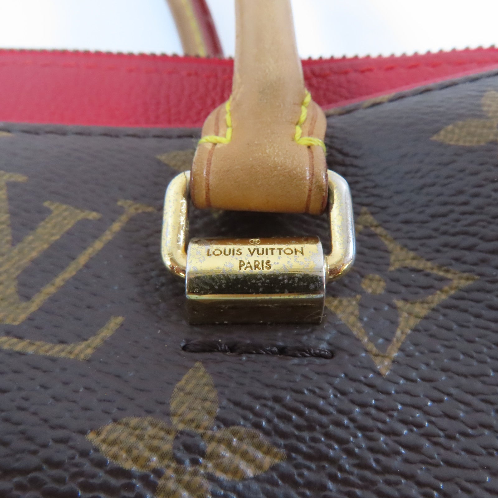 LOUIS VUITTON 【激減優惠】Monogram Pallas MM金扣手挽肩背兩用袋啡色/紅色